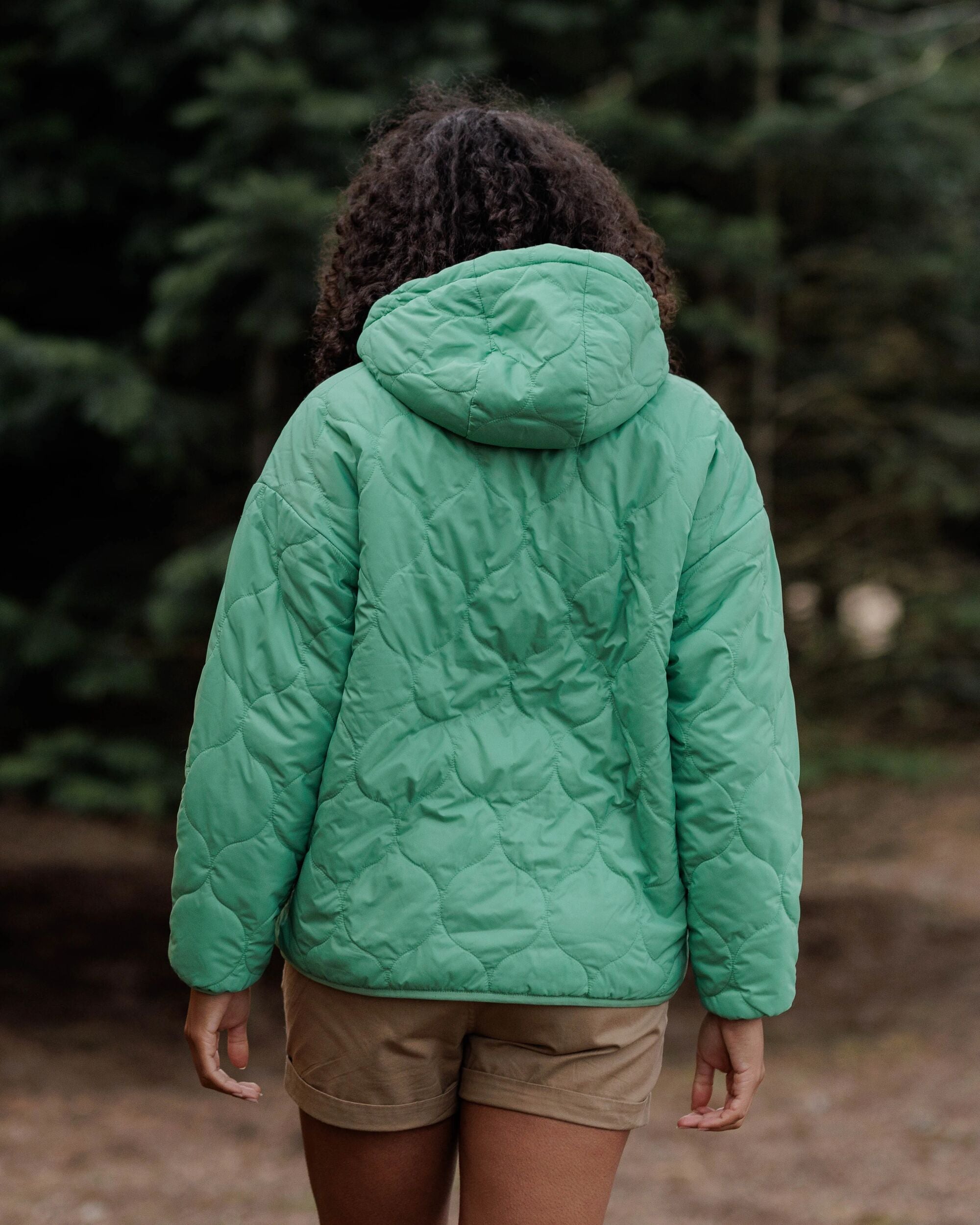 Earthy Recycled Sherpa Lined Insulated Jacket - Green Spruce - Lifestyle