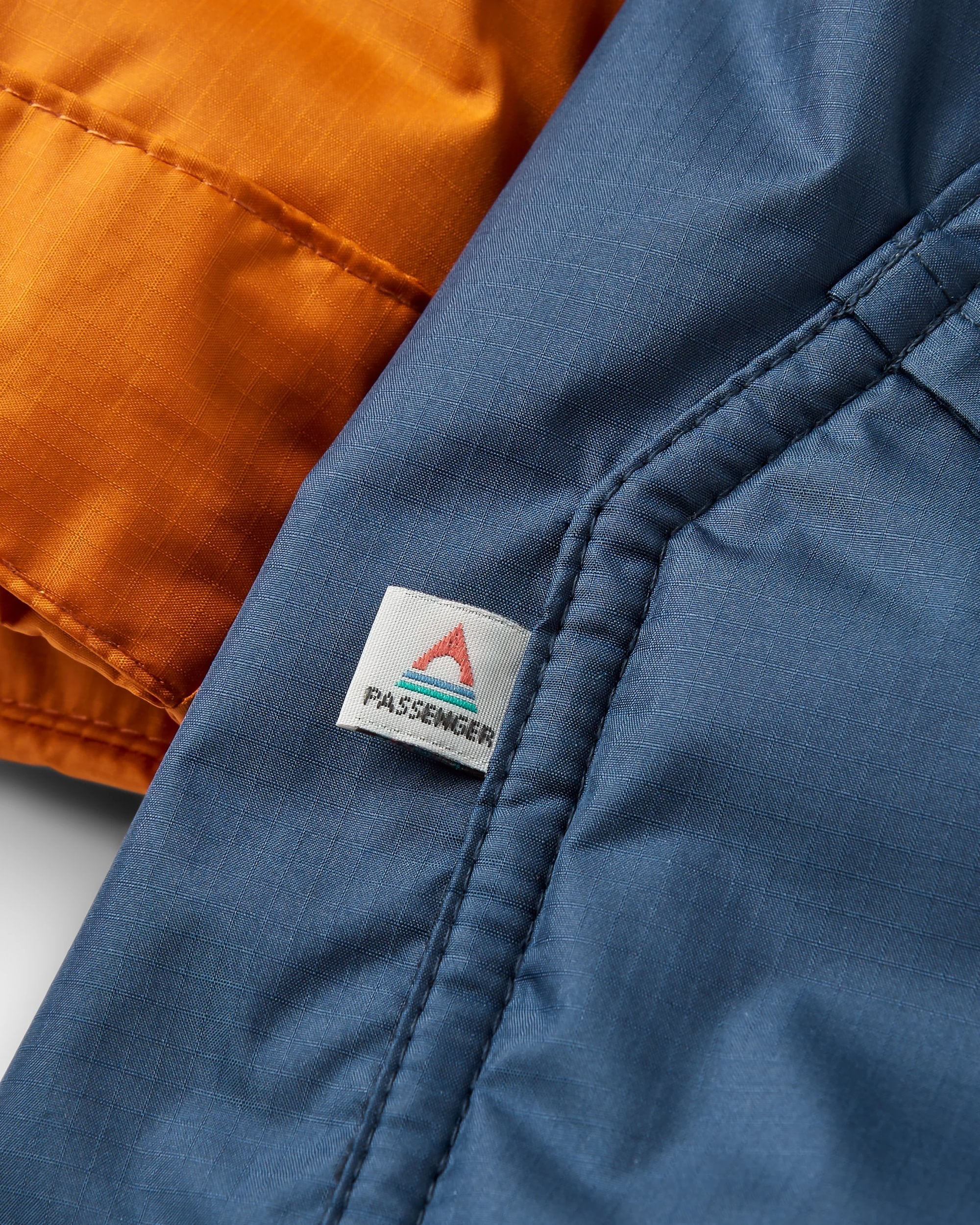 Waves Recycled Sherpa Lined Changing Robe - Sunrise Orange/Rich Navy - Flatlay