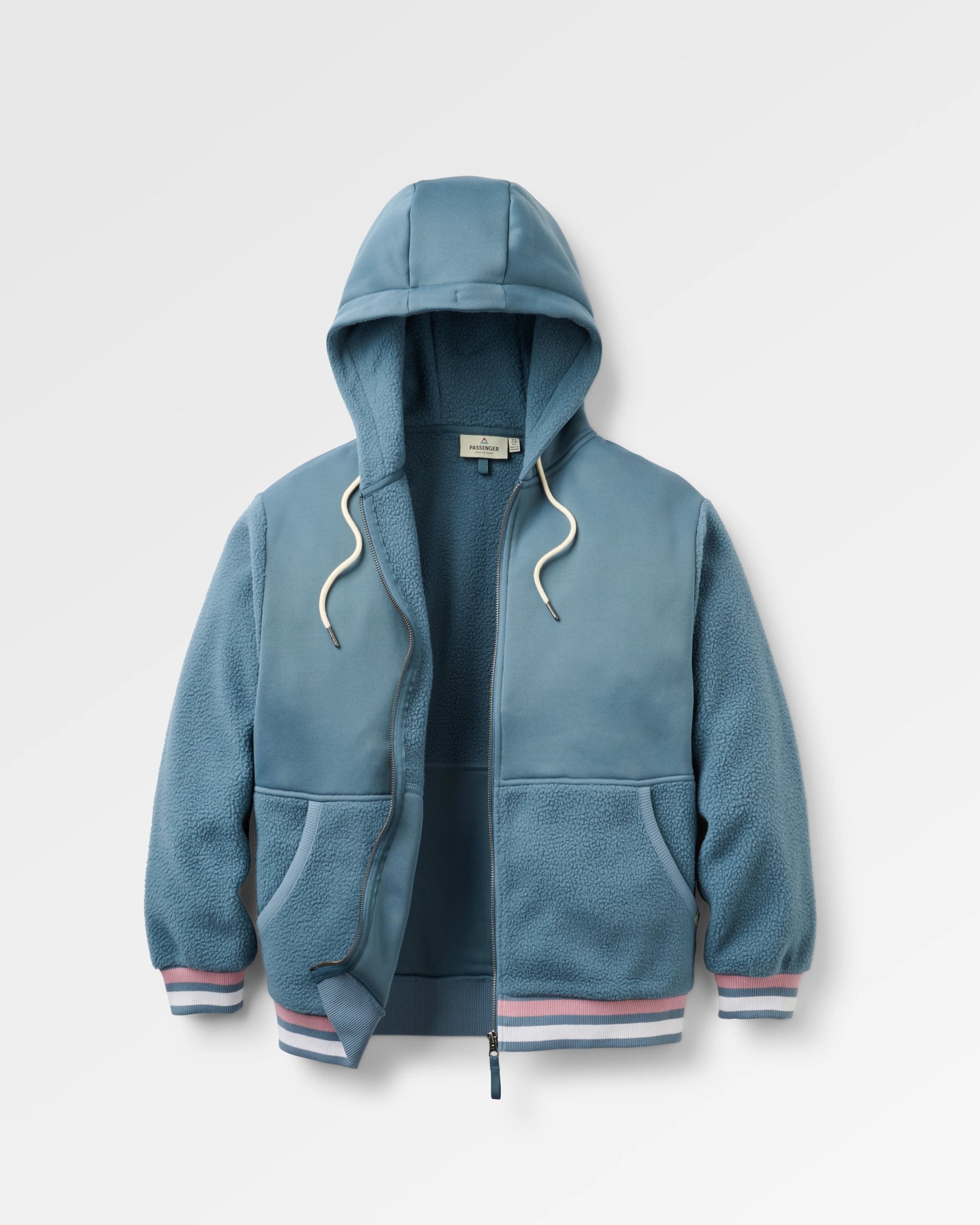Campout Full Zip Fleece Hoodie - Stormy Blue - Flatlay