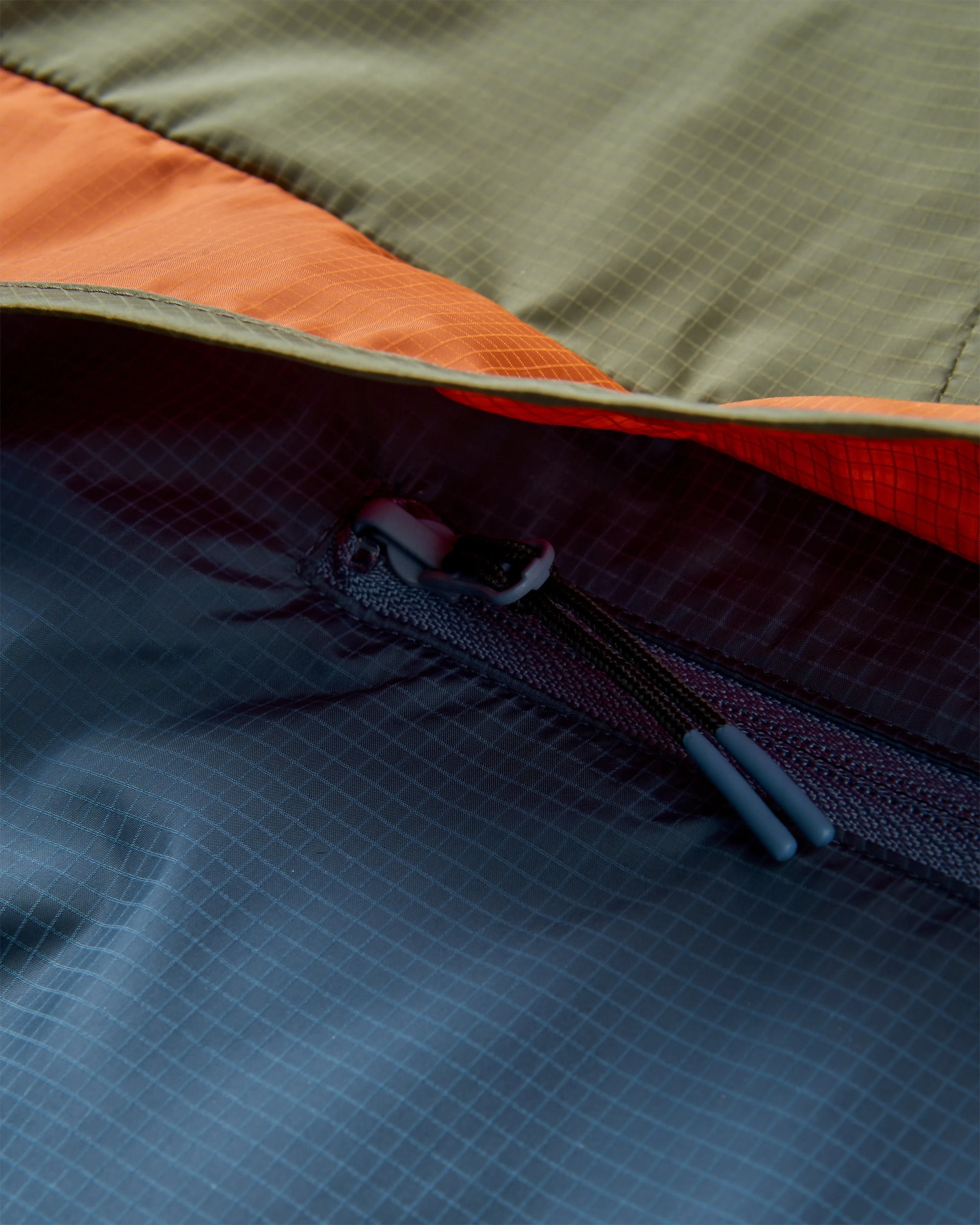 Gusto Recycled Windshell Anorak - Khaki/Dark Denim - Flatlay