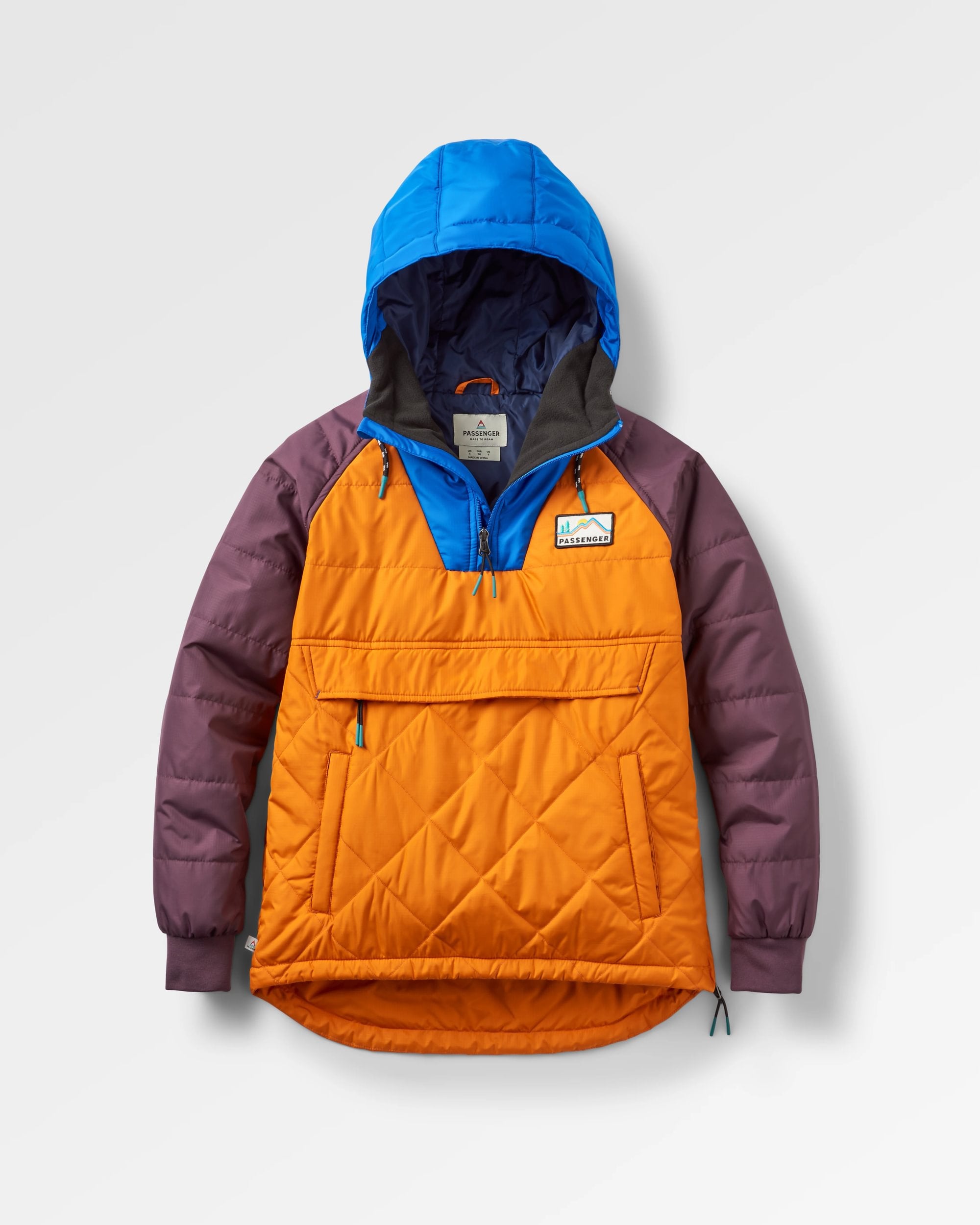 Ocean Recycled Insulated 1/2 Zip Jacket - Sunrise Orange - Flatlay