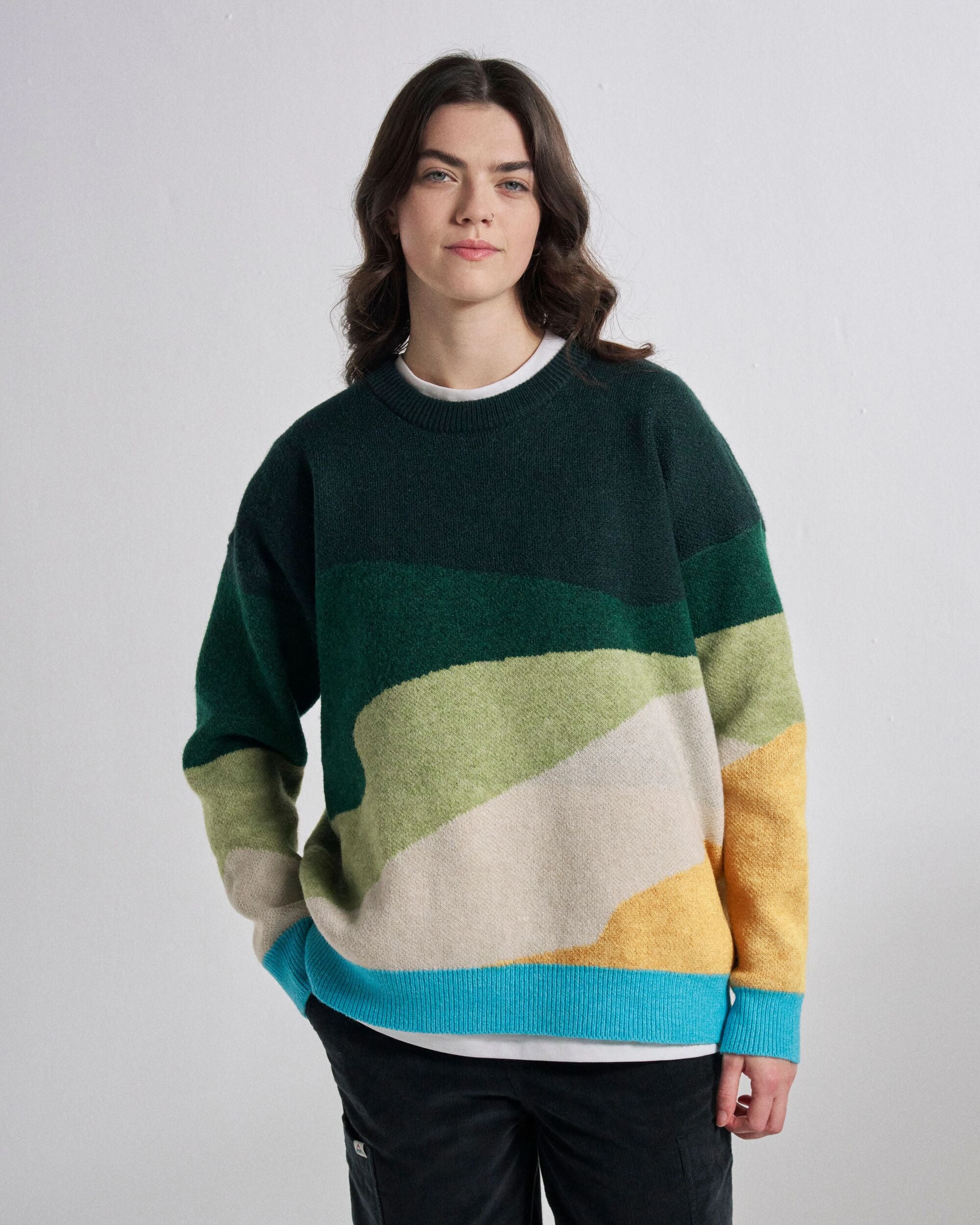 Scenic Recycled Knitted Jumper - Scenic Dark Fern - Studio Model