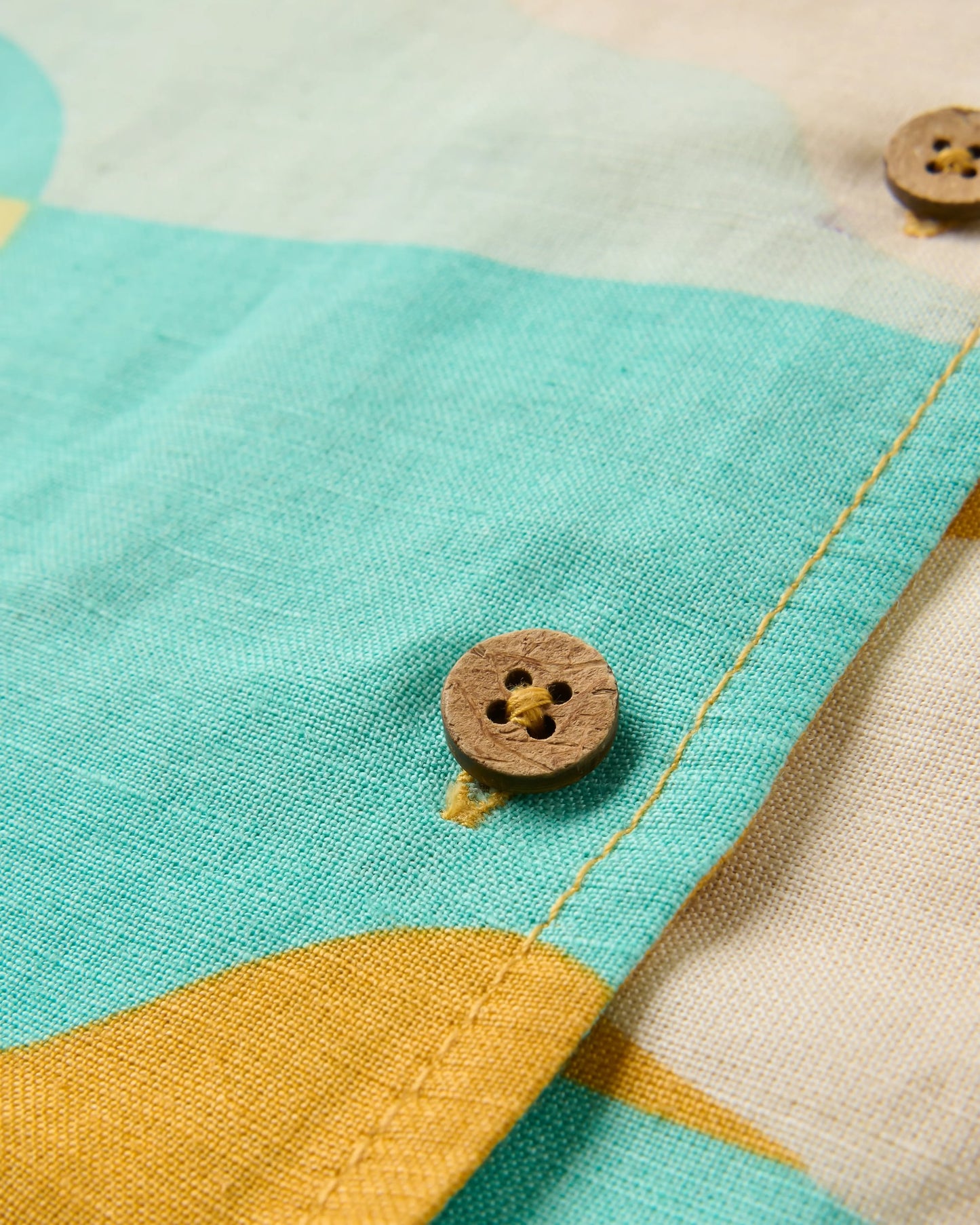 Arden Linen Short Sleeve Shirt - Vista Patchwork Yellow - Flatlay