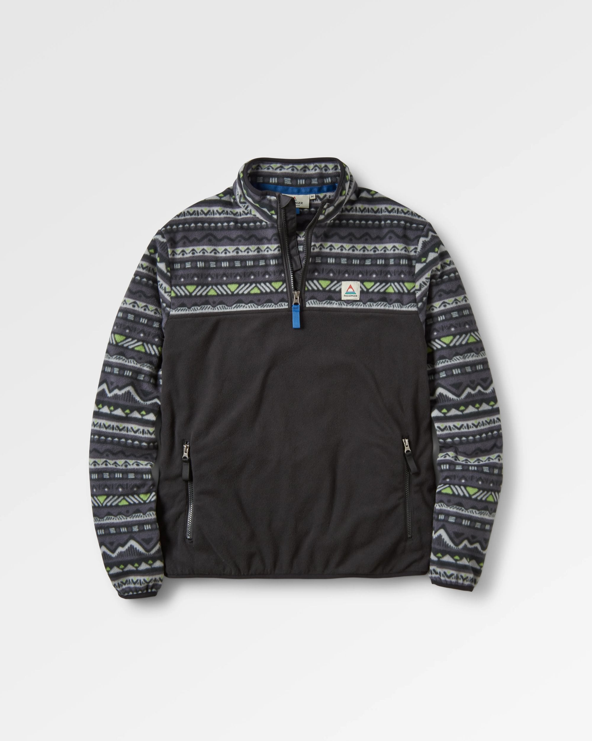 Set Off Recycled Polar 1/4 Zip Fleece - Mountain Geo Charcoal - Flatlay