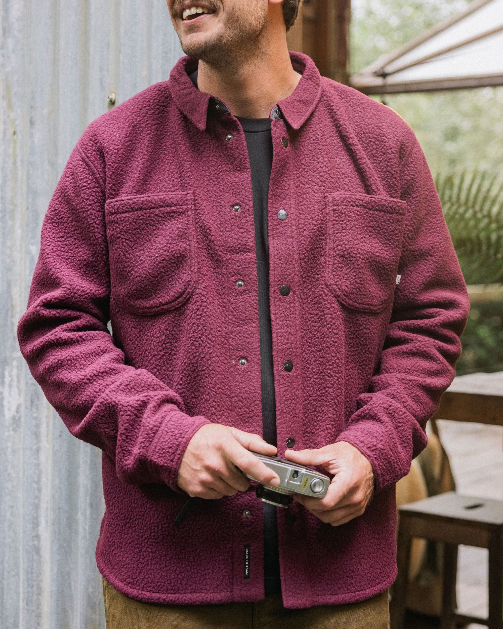 Backcountry Recycled Sherpa Fleece Shirt - Fig - Lifestyle