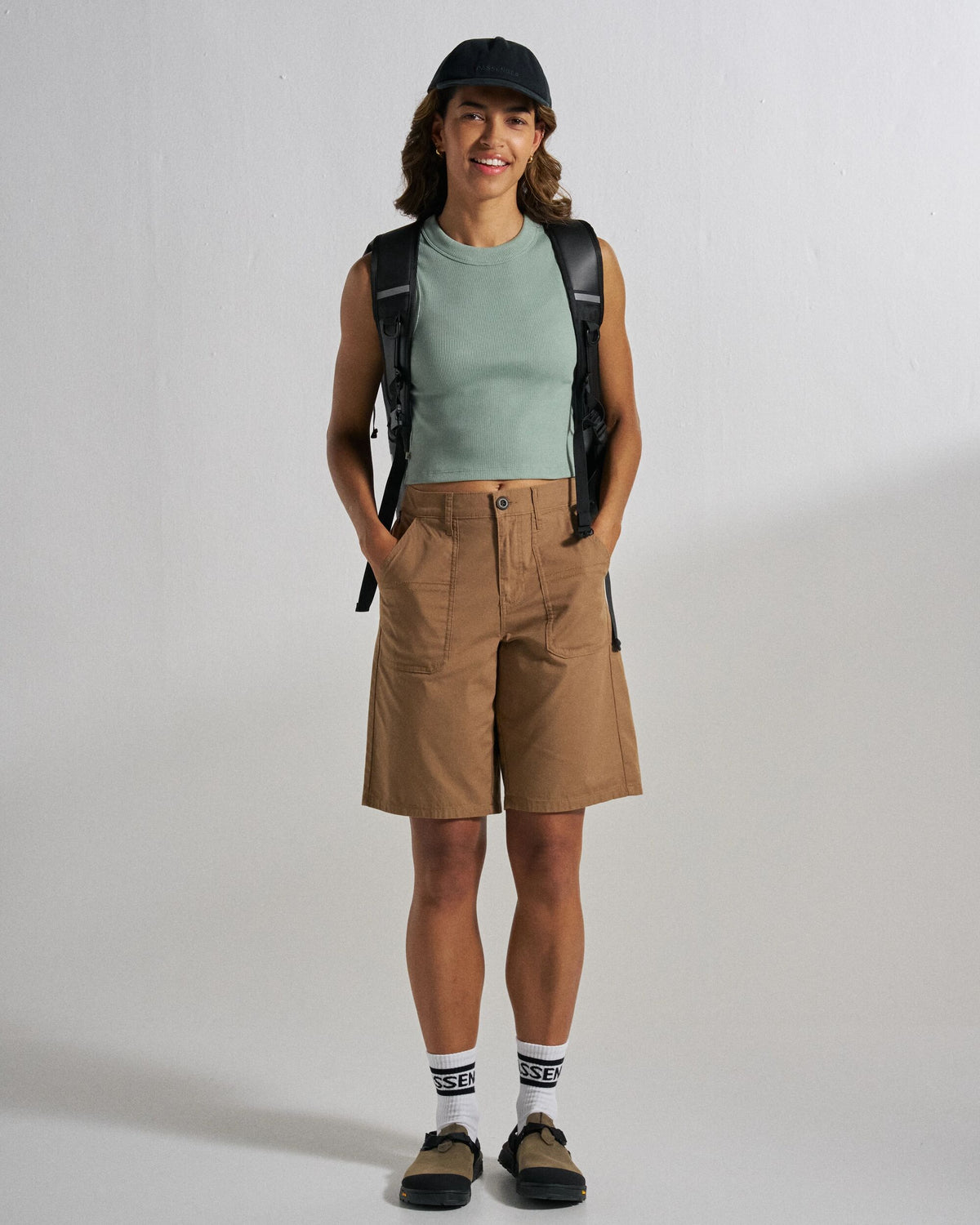 Out There Ribbed Cropped Vest - Pistachio - Studio Model