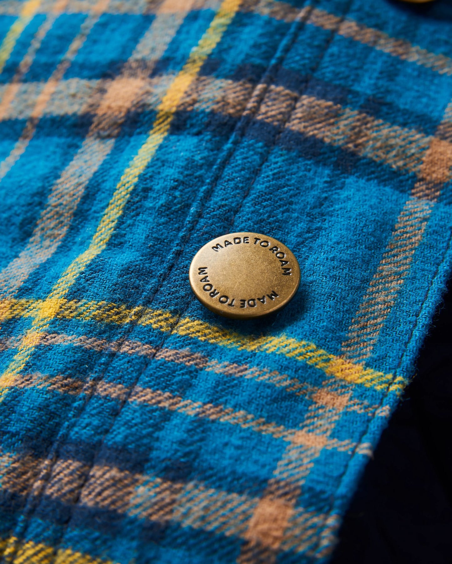 Falcon Organic Cotton Jacket - Tidal Blue Check - Flatlay