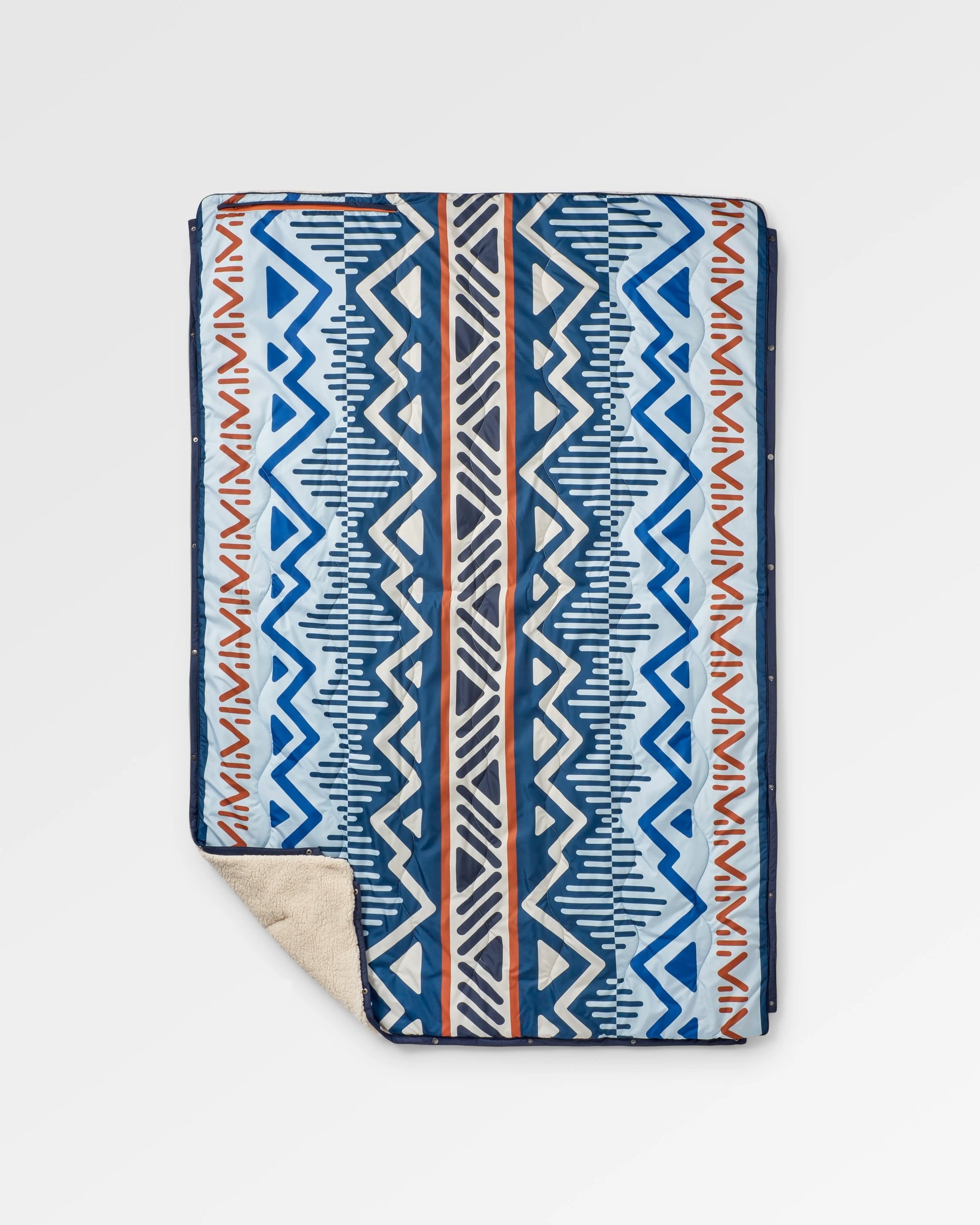 Cabin Recycled Sherpa Blanket - Mountain Geo Grey Blue - Flatlay