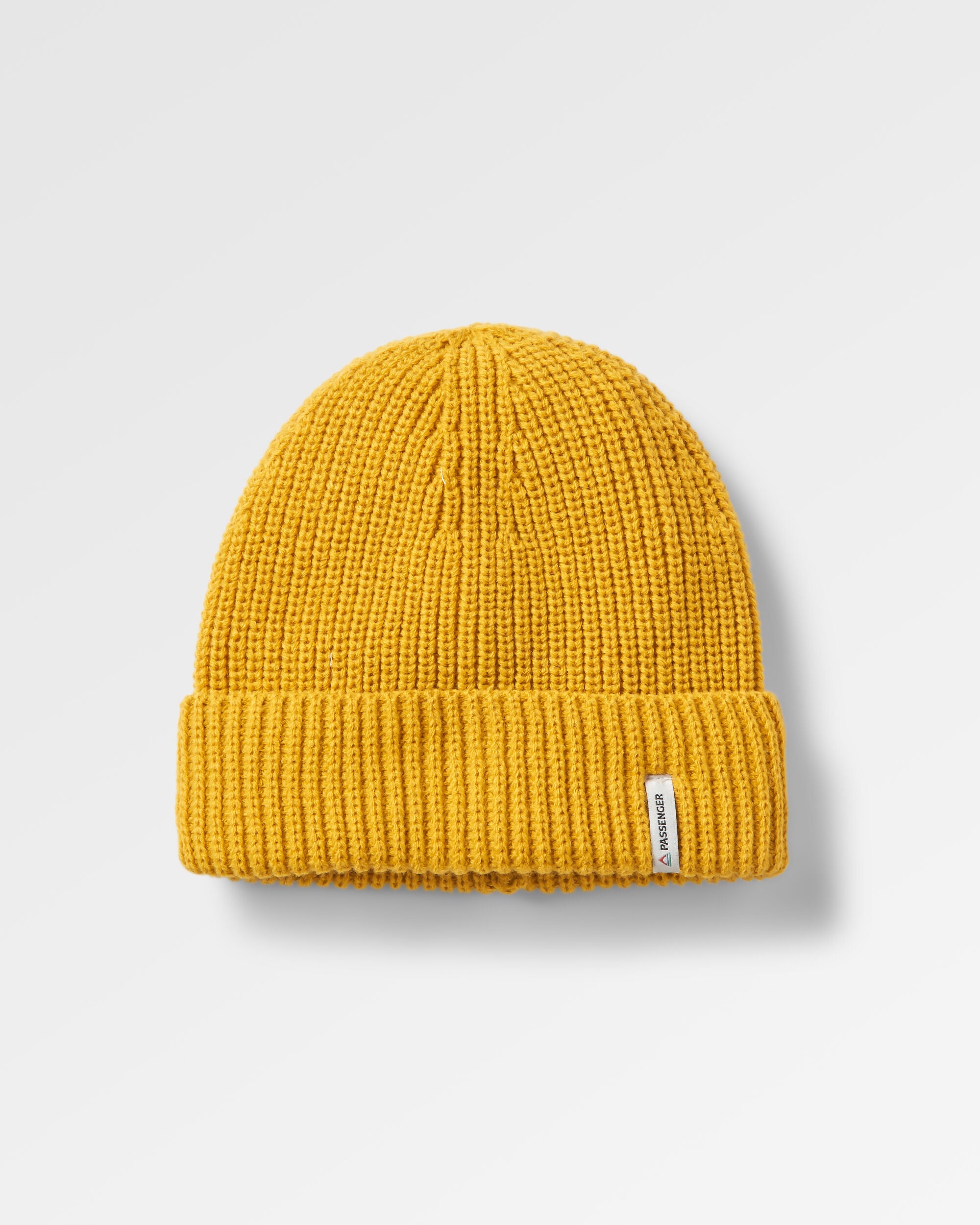 Compass Recycled Beanie - Mustard Yellow - Flatlay