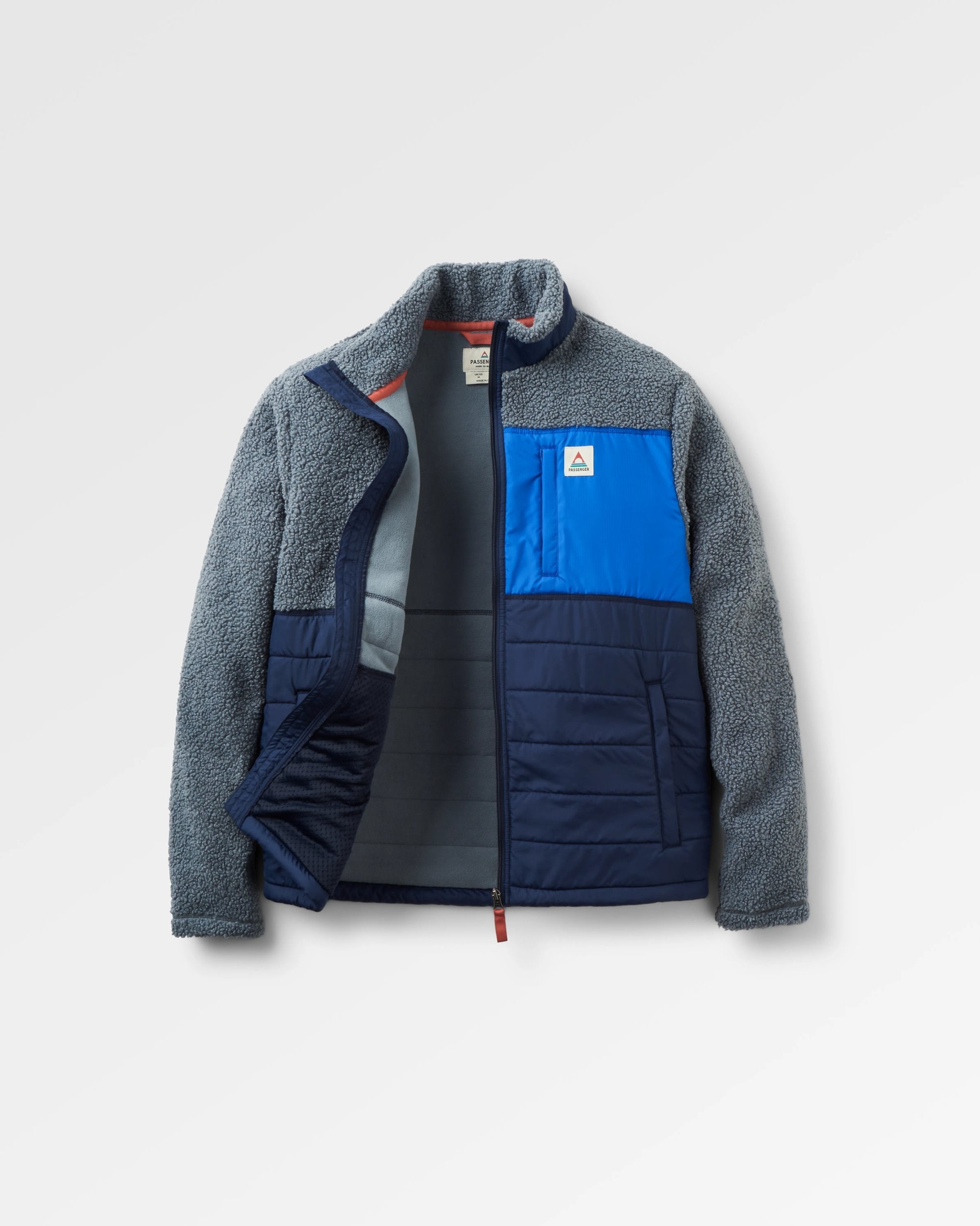 Born Explorer Recycled Polar-Lined Sherpa Fleece - Rich Navy/Storm Grey - Flatlay