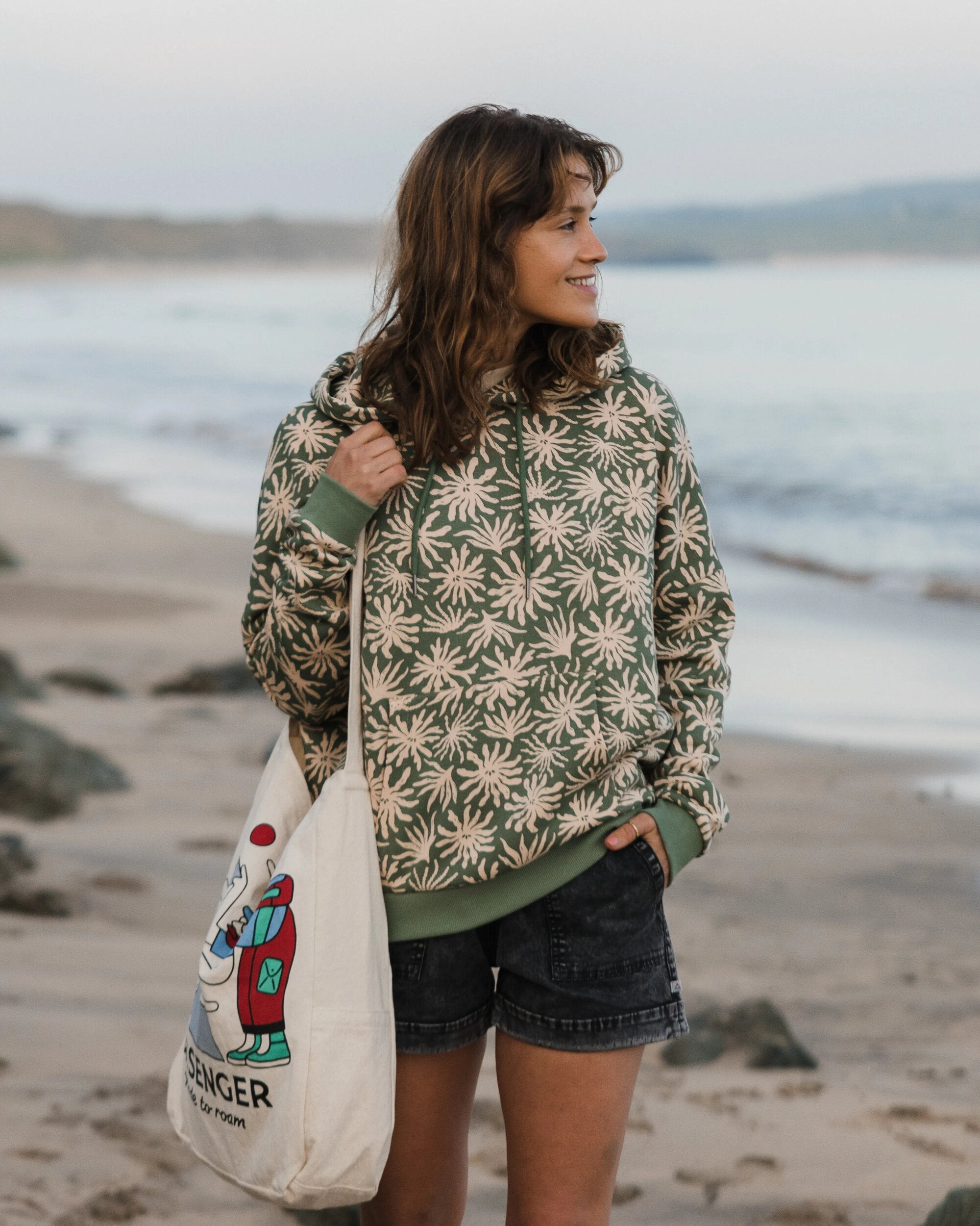 Arame Organic Cotton Hoodie - Seaweed Pistachio - Lifestyle