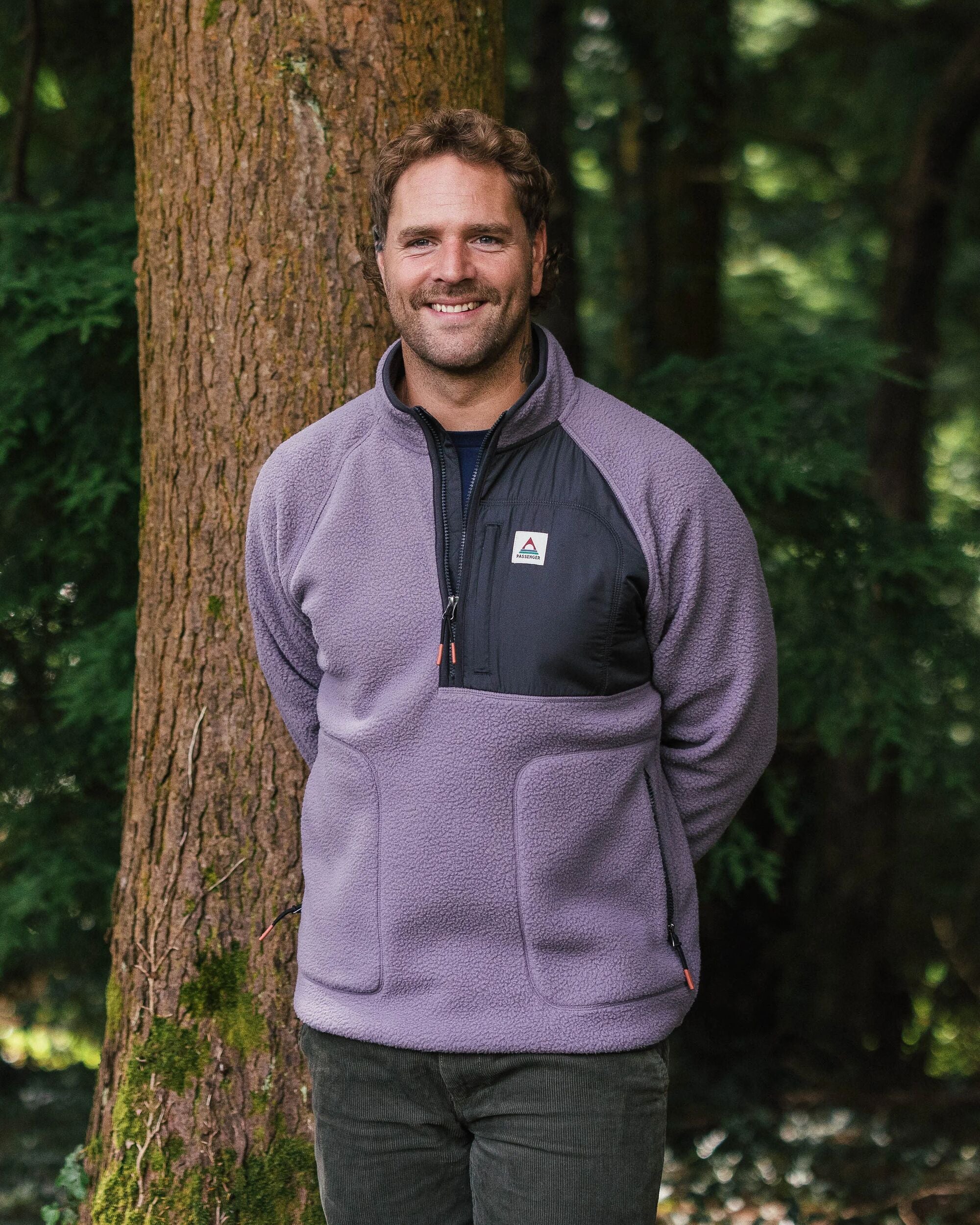 Offgrid 1/2 Zip Recycled Sherpa Fleece - Dusty Lilac - Lifestyle