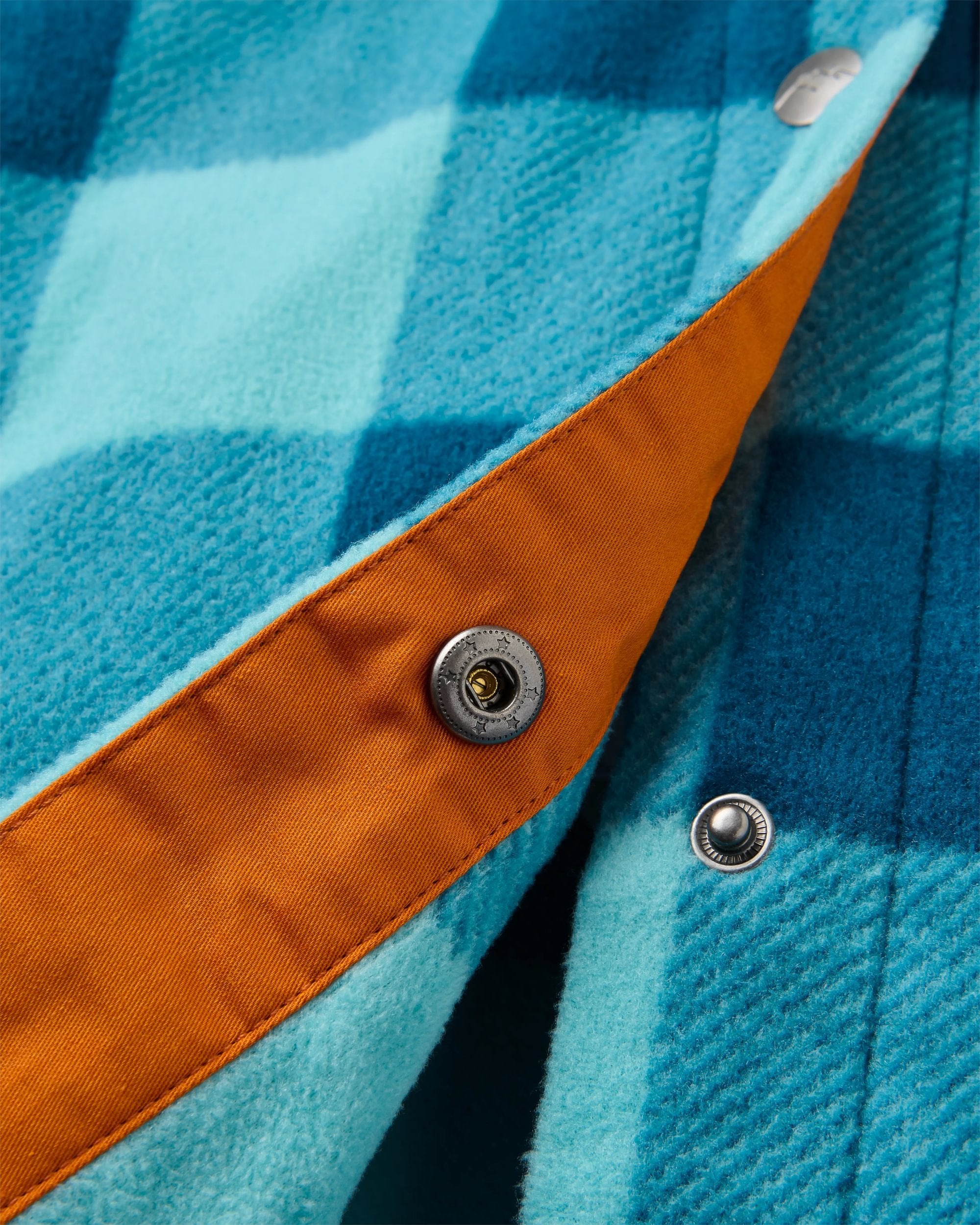 East Recycled Polar Fleece Shirt - Retro Blue Check  - Flatlay