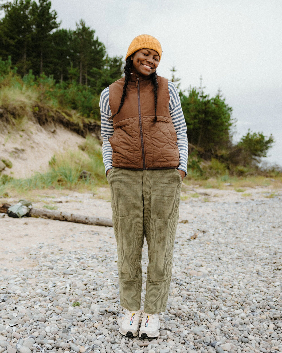 Flora Sherpa Lined Short Gilet - Chestnut - Lifestyle