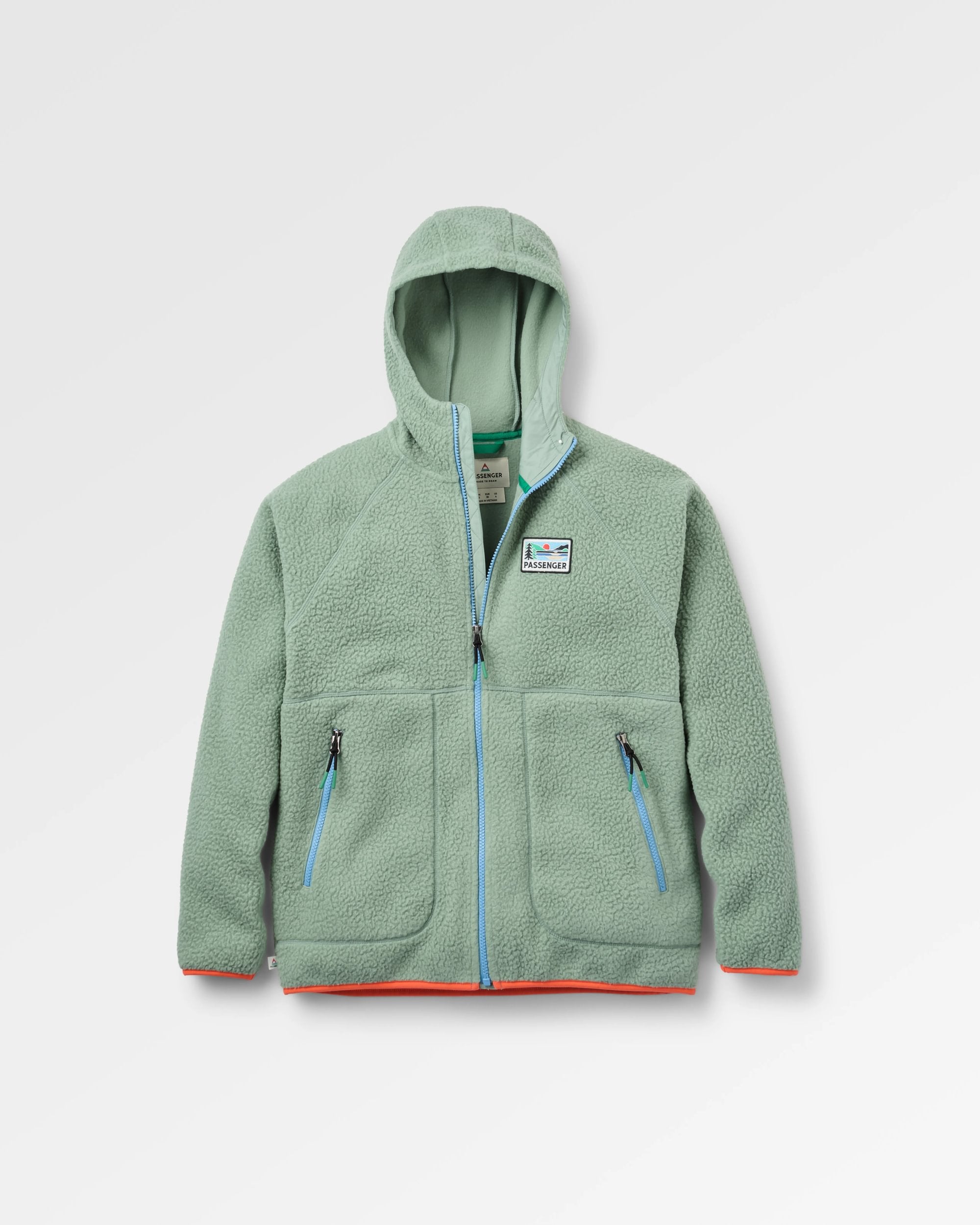 North Coast Full Zip Recycled Sherpa Fleece - Pistachio - Flatlay