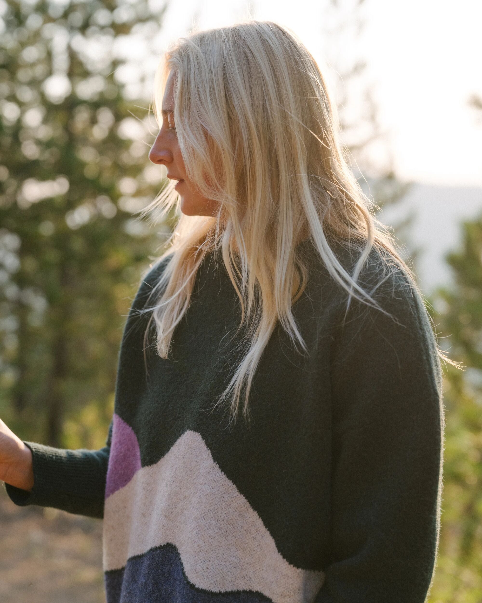 Vista Recycled Knitted Jumper - Rain Forest - Lifestyle