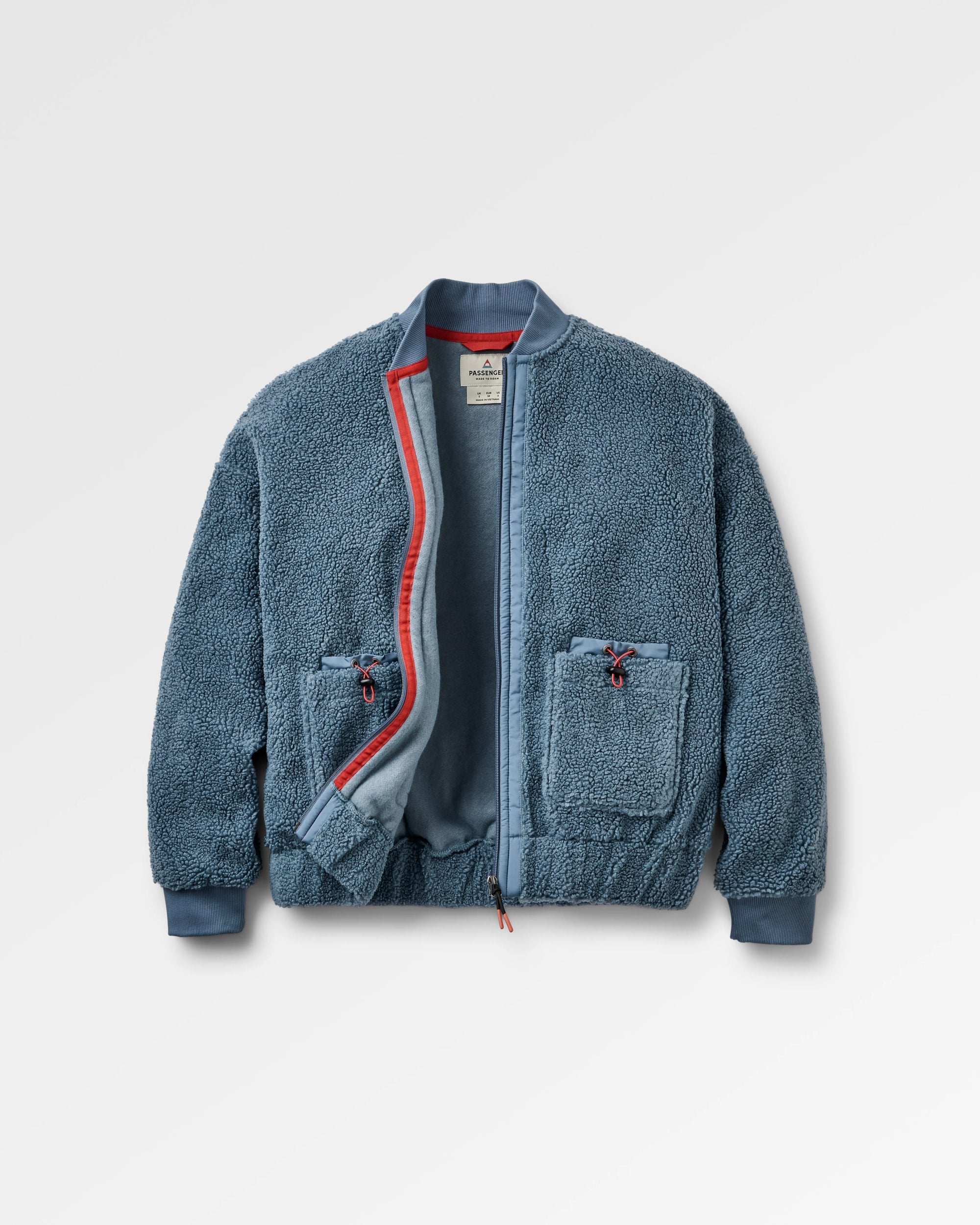 Lucia Recycled Sherpa Fleece - Stormy Blue - Flatlay