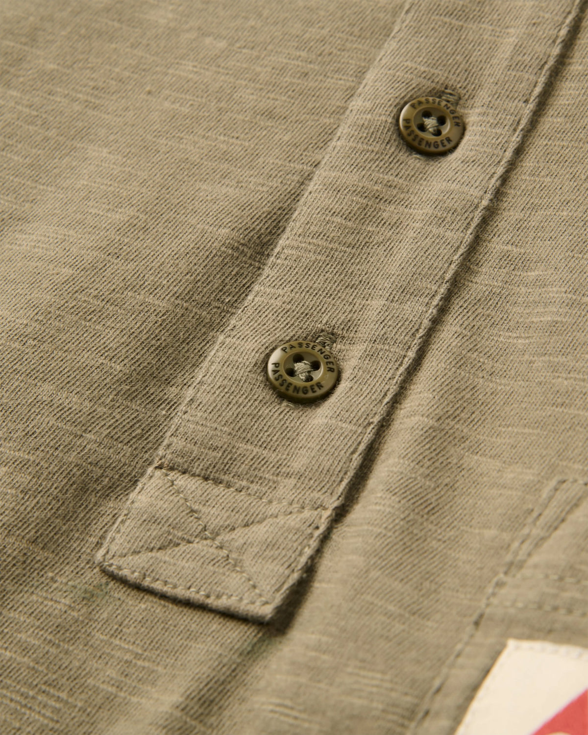Headland LS Slub Henley - Dusty Olive - Flatlay