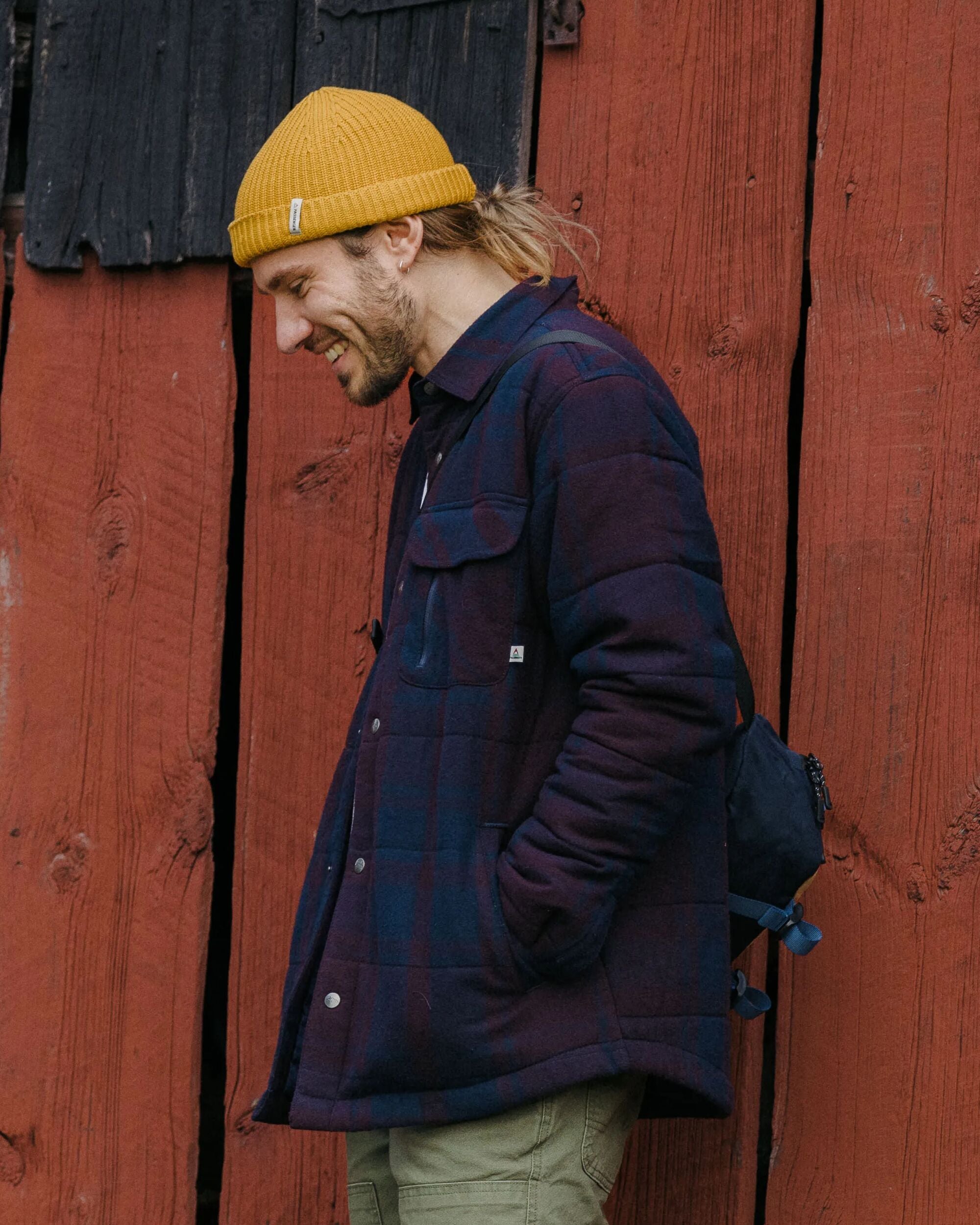 Taranaki Quilted Overshirt - Deep Plum/Deep Navy Check - Lifestyle