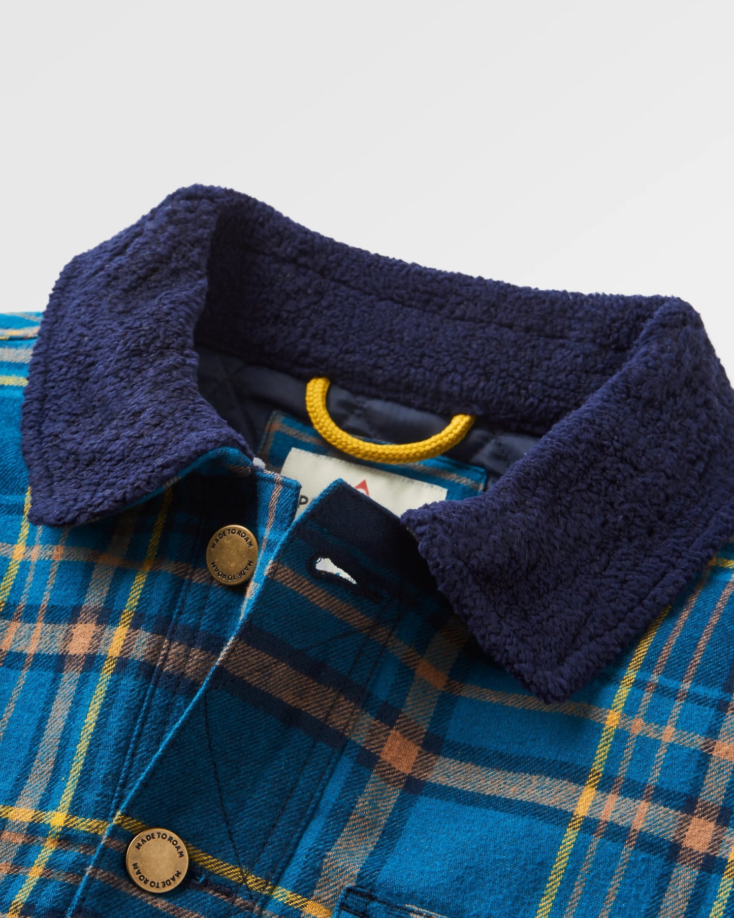 Falcon Organic Cotton Jacket - Tidal Blue Check - Flatlay