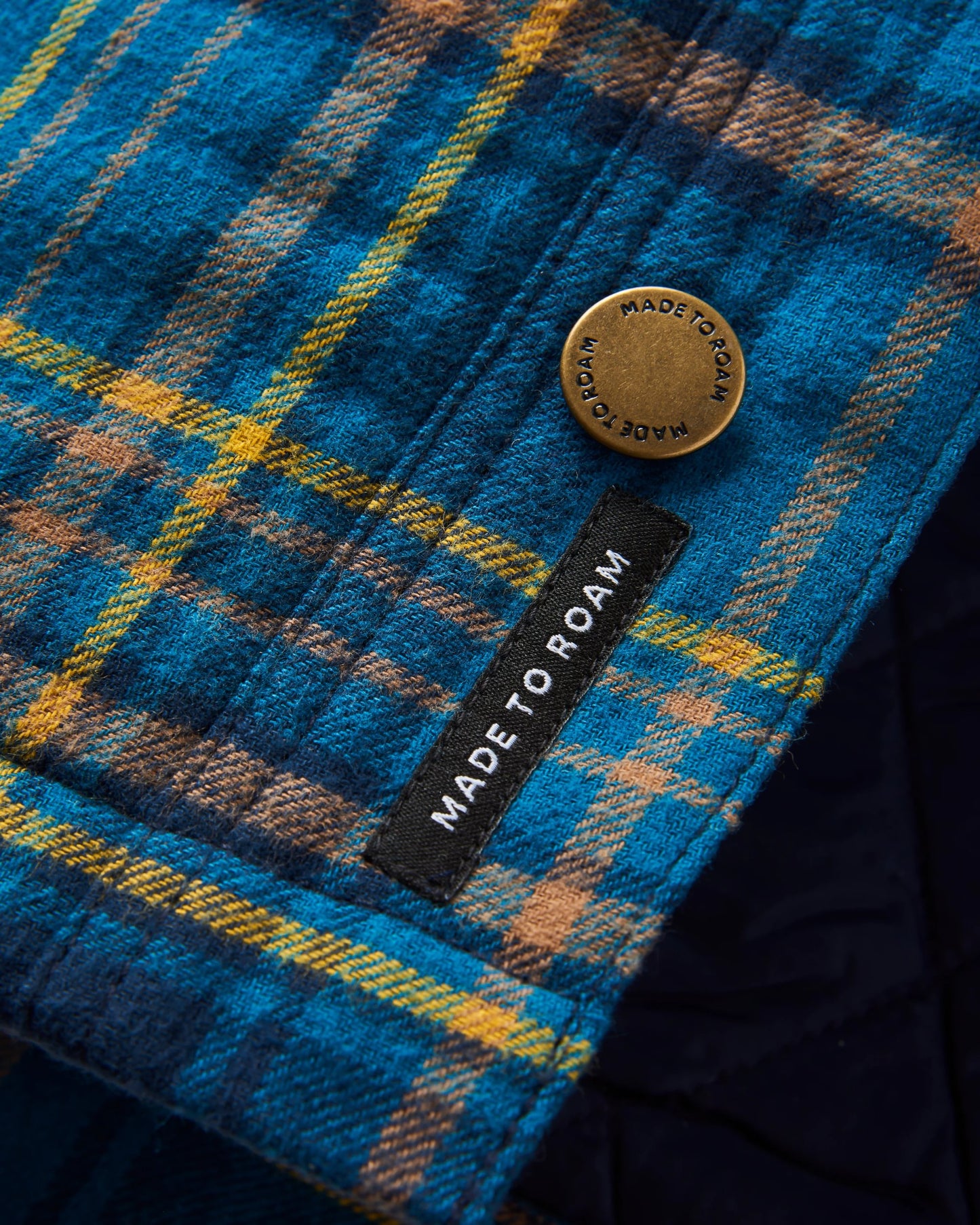 Falcon Organic Cotton Jacket - Tidal Blue Check - Flatlay