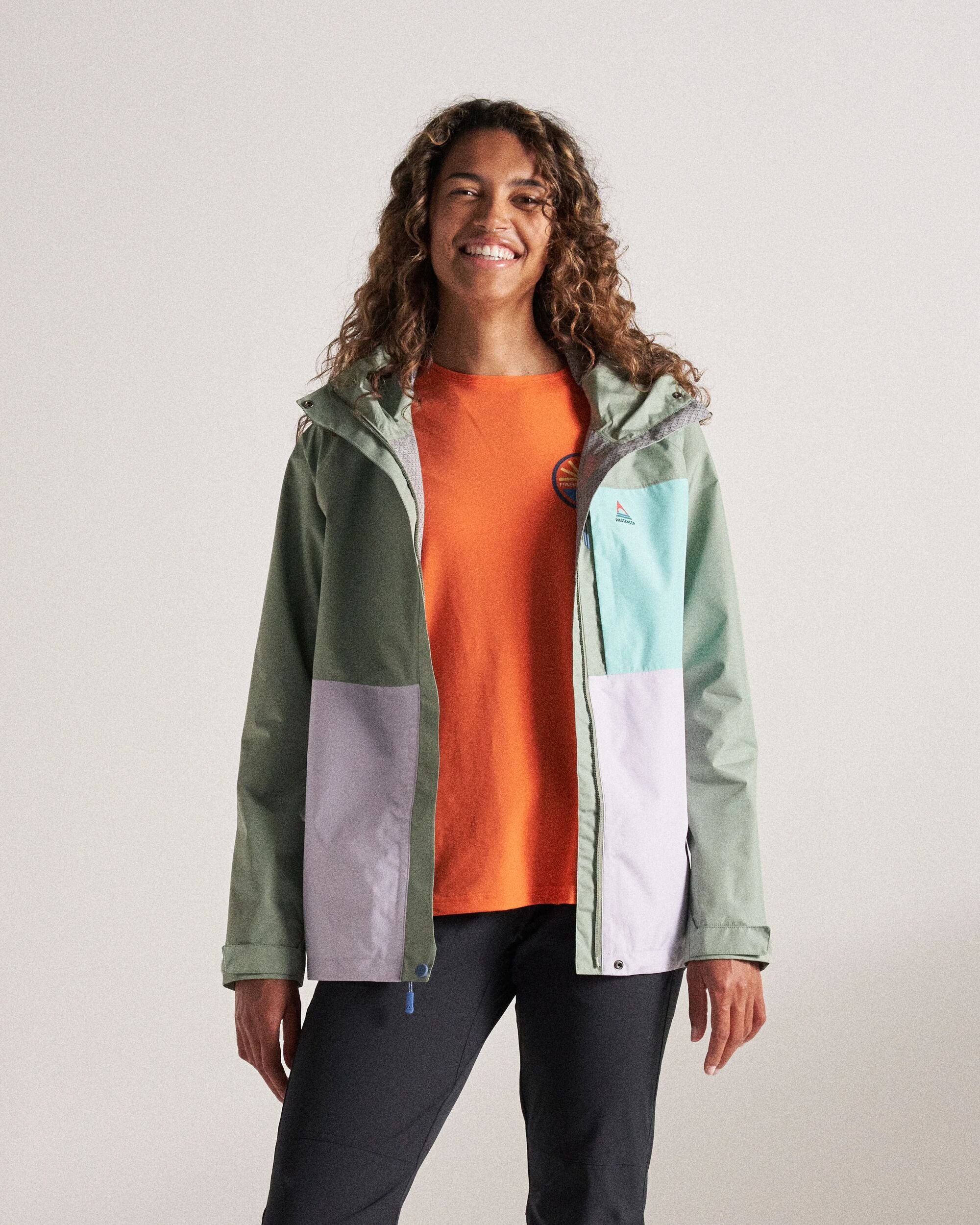 Trailscape Women's Waterproof Jacket - Pistachio/Lilac Mist/Aqua - Studio Model