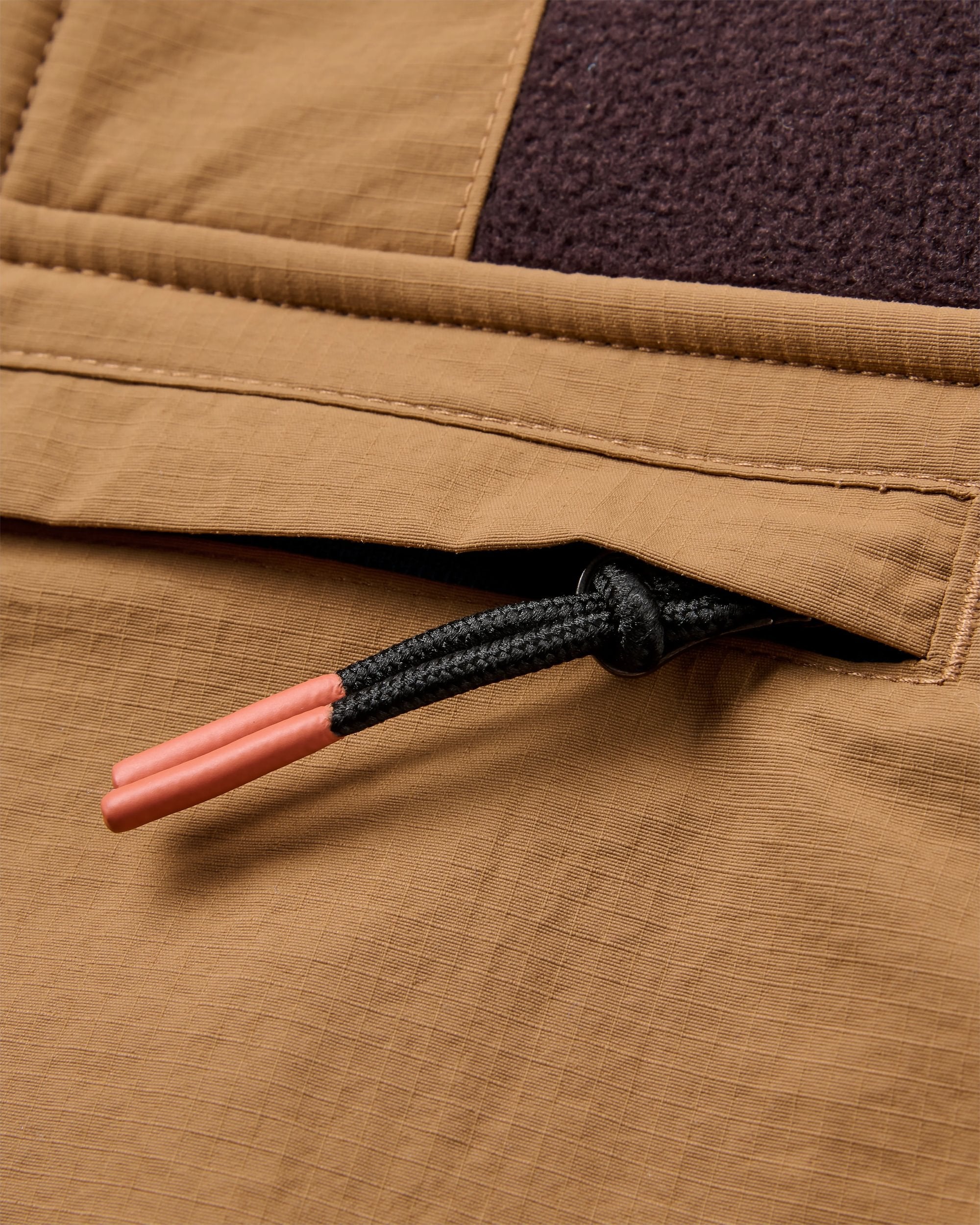 Woodland Hoodless 1/2 Zip Recycled Polartec® Fleece - Espresso/Tidal Blue - Flatlay