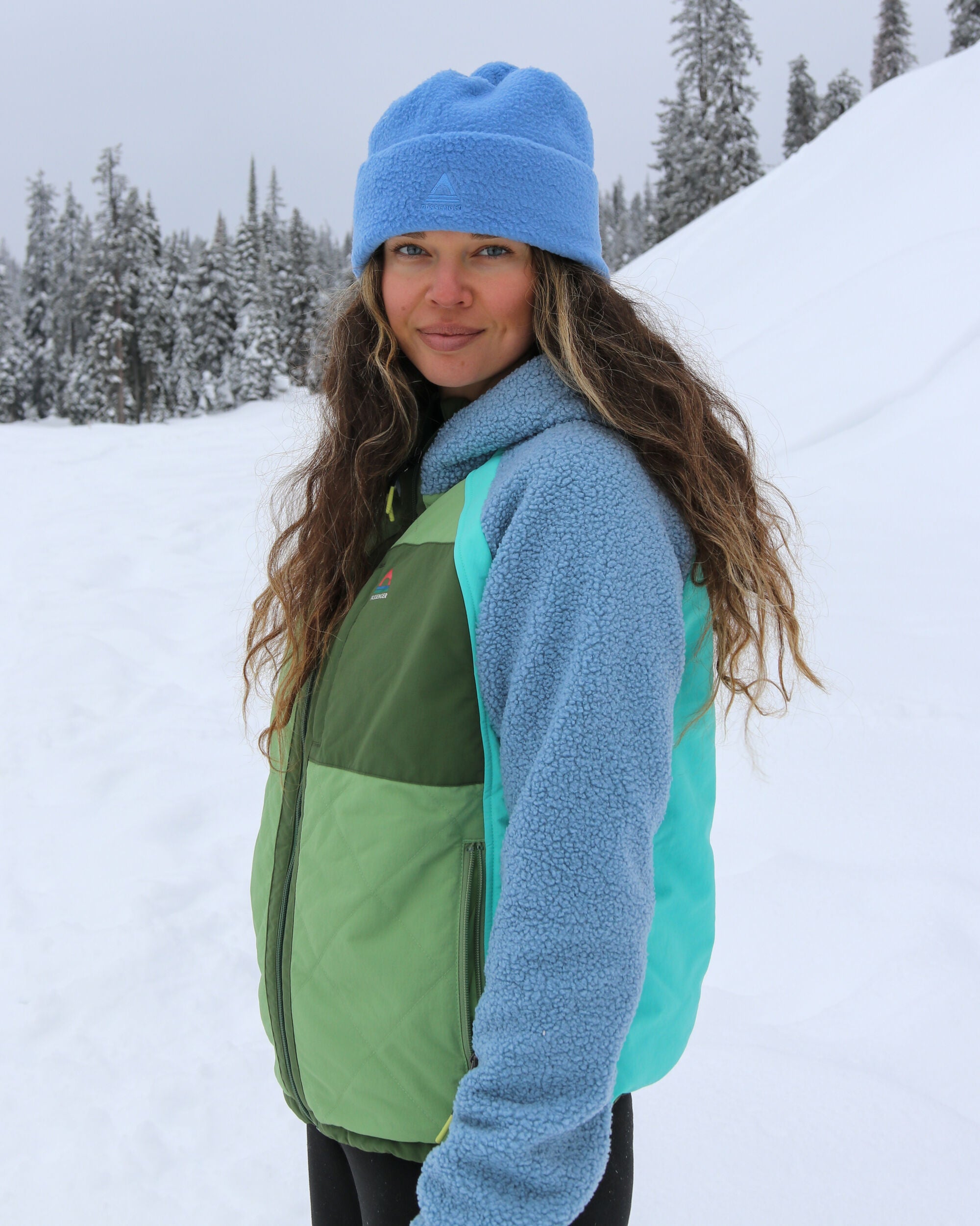 Lara Quilted Jacket - Faded Denim/Stem Green - IGC