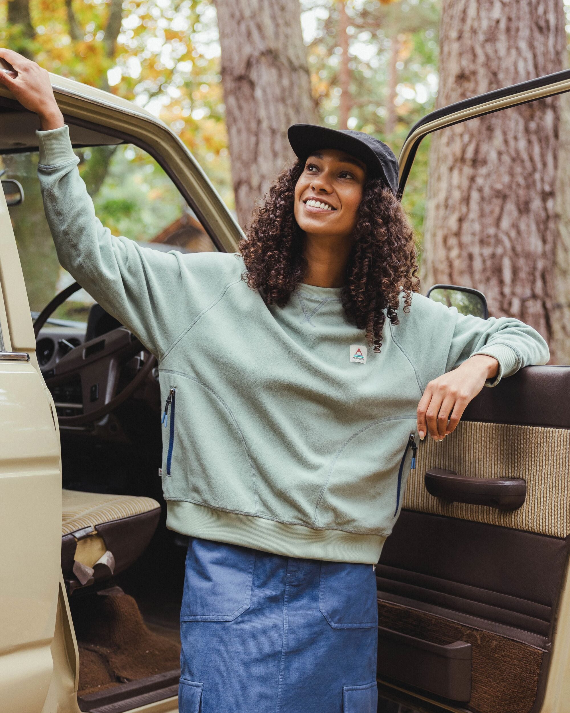 Ayla Micro Polartec® Crew Fleece - Pistachio - Lifestyle