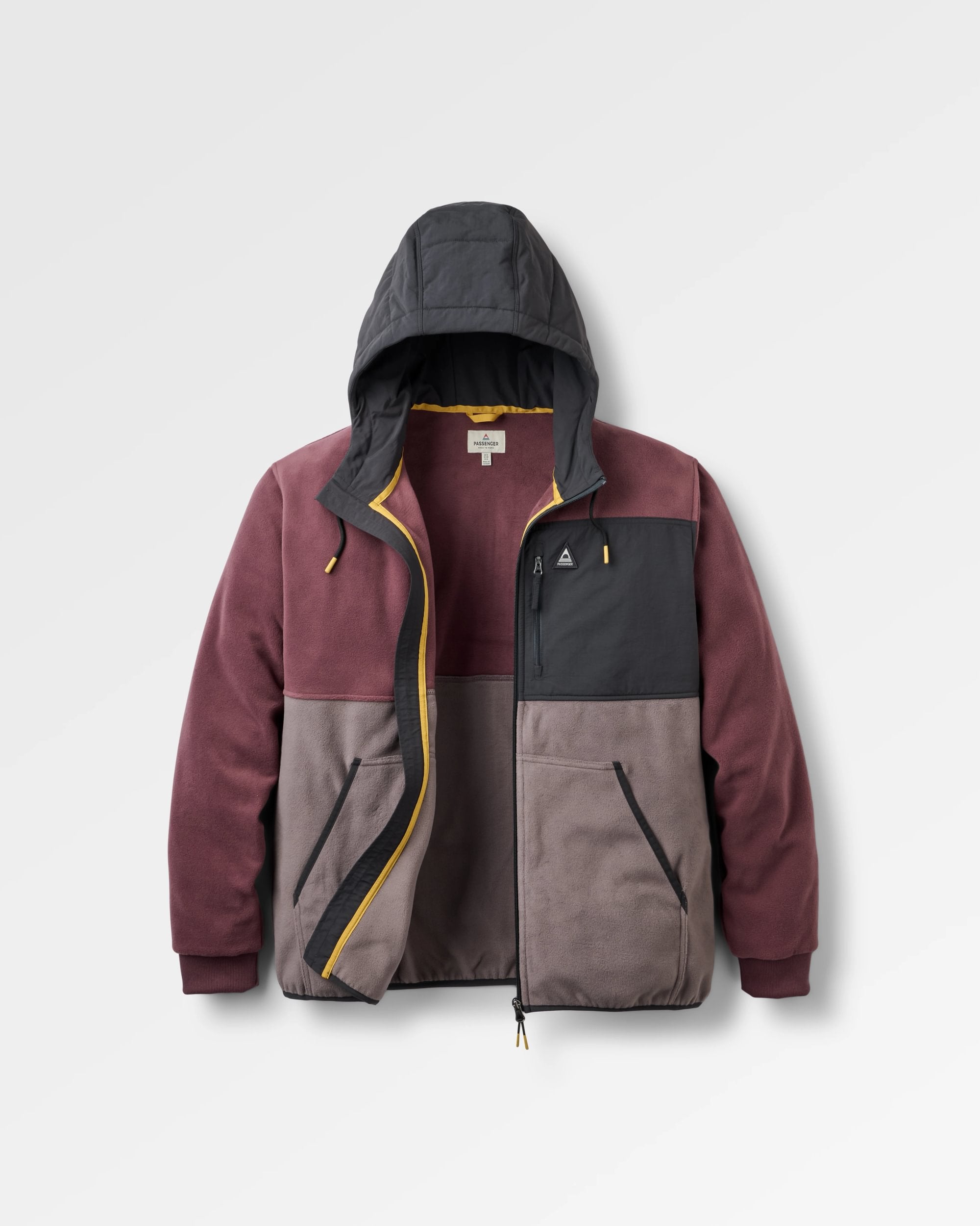 Woodland Full Zip Hooded Polar Fleece - Brambleberry/Slate Grey - Flatlay