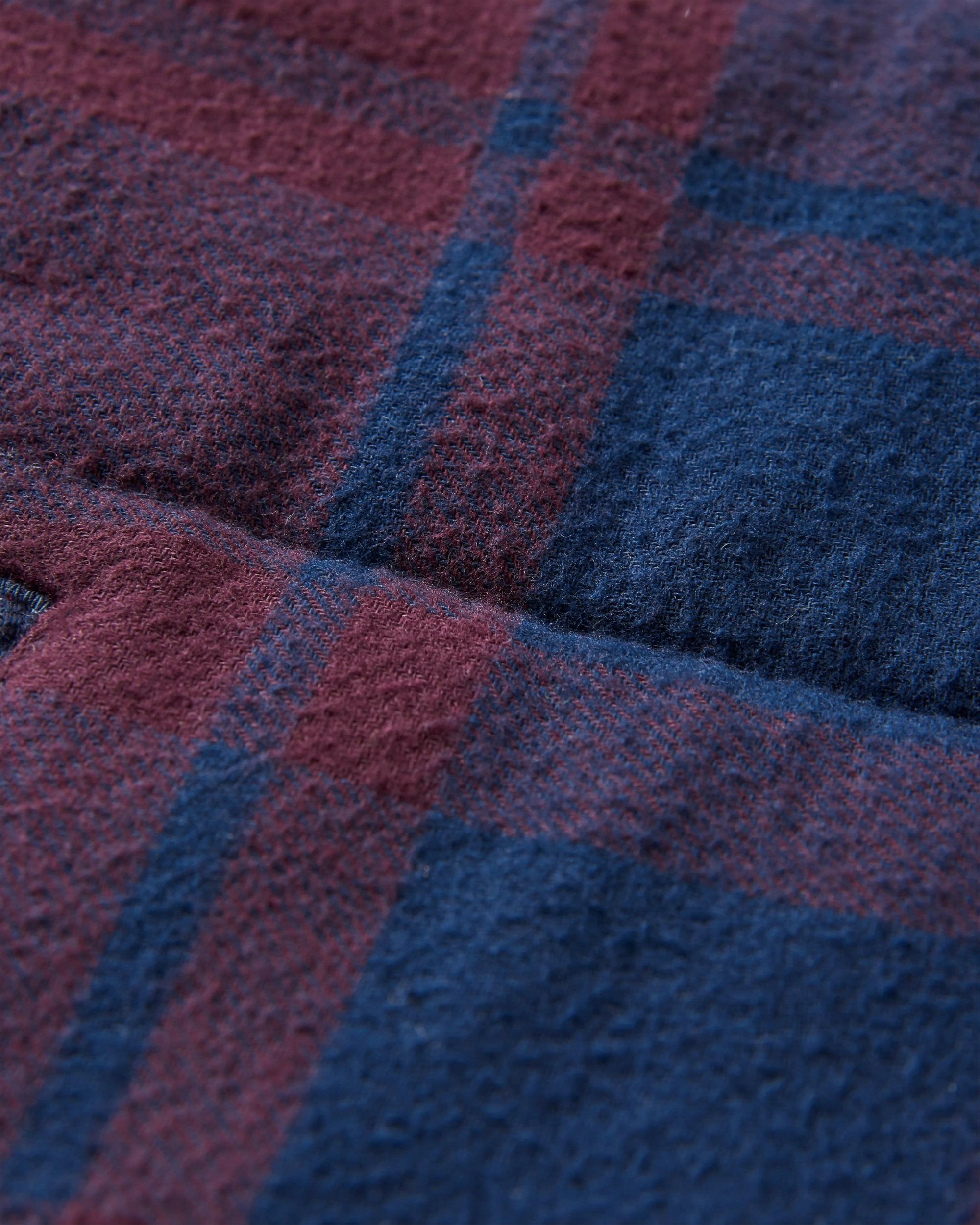 Taranaki Quilted Overshirt - Deep Plum/Deep Navy Check - Flatlay