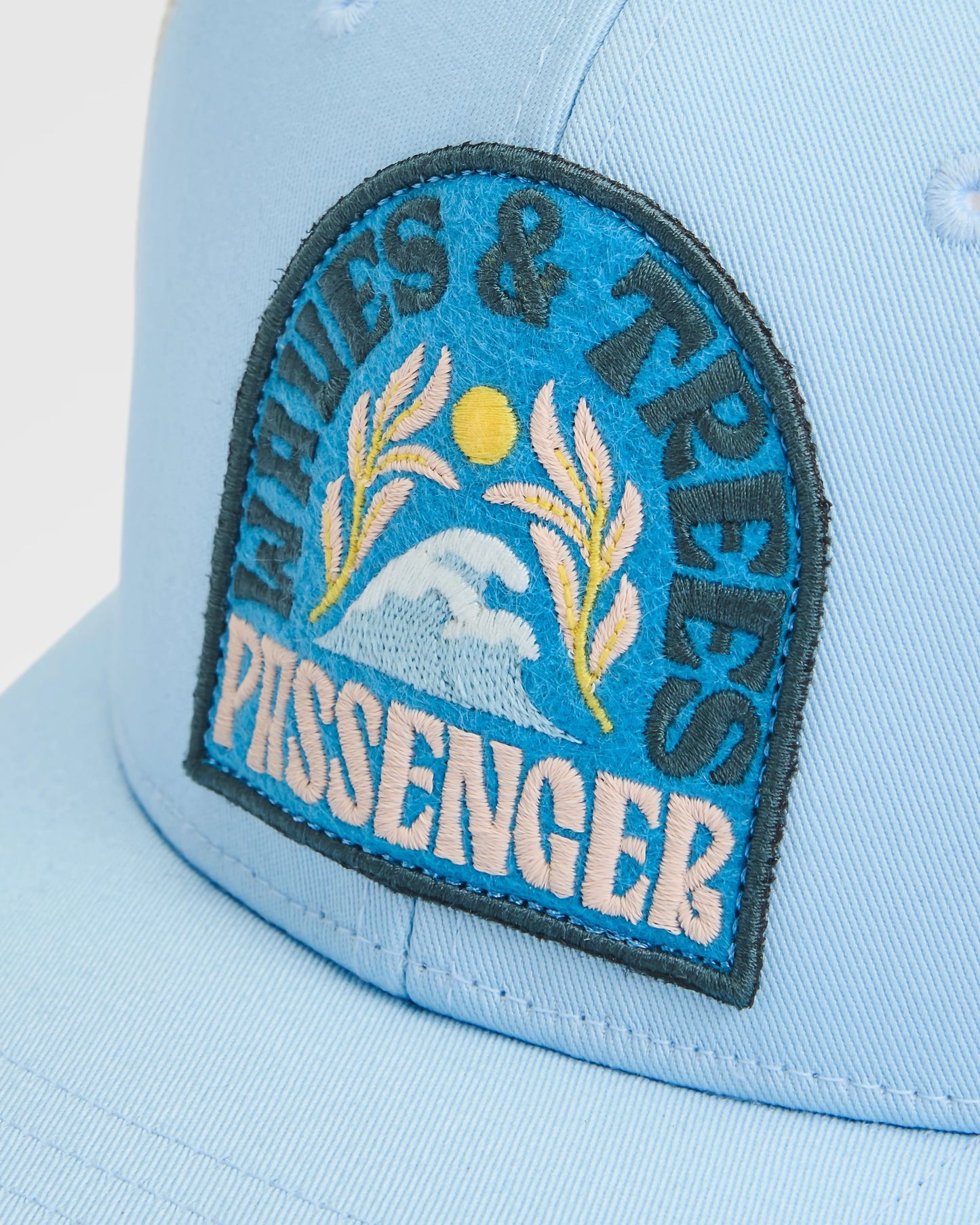 Dawning Organic Cotton Trucker Cap - Faded Denim - Flatlay