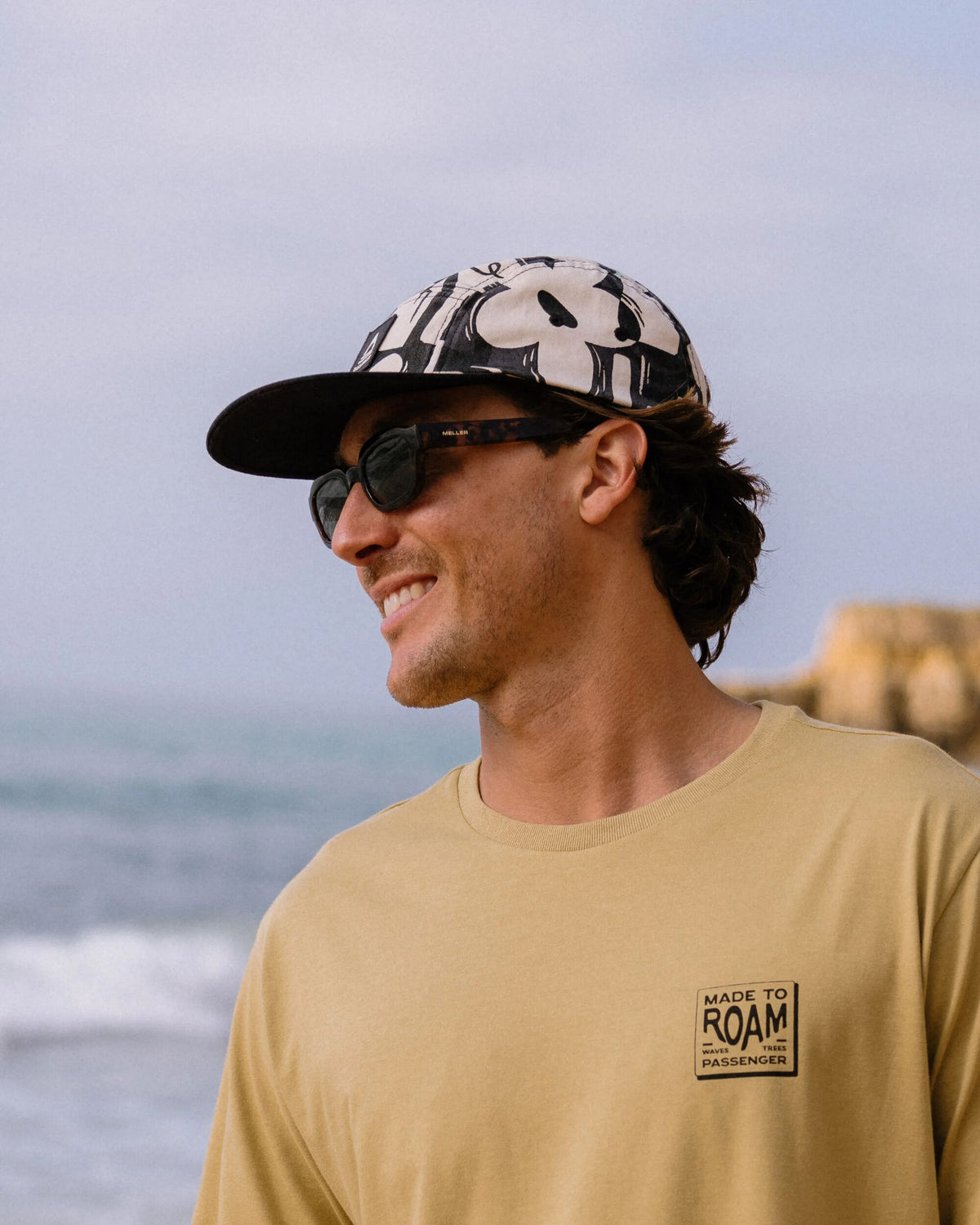 Coast 5 Panel Snapback Cap - Roam Further Black - Lifestyle - Male