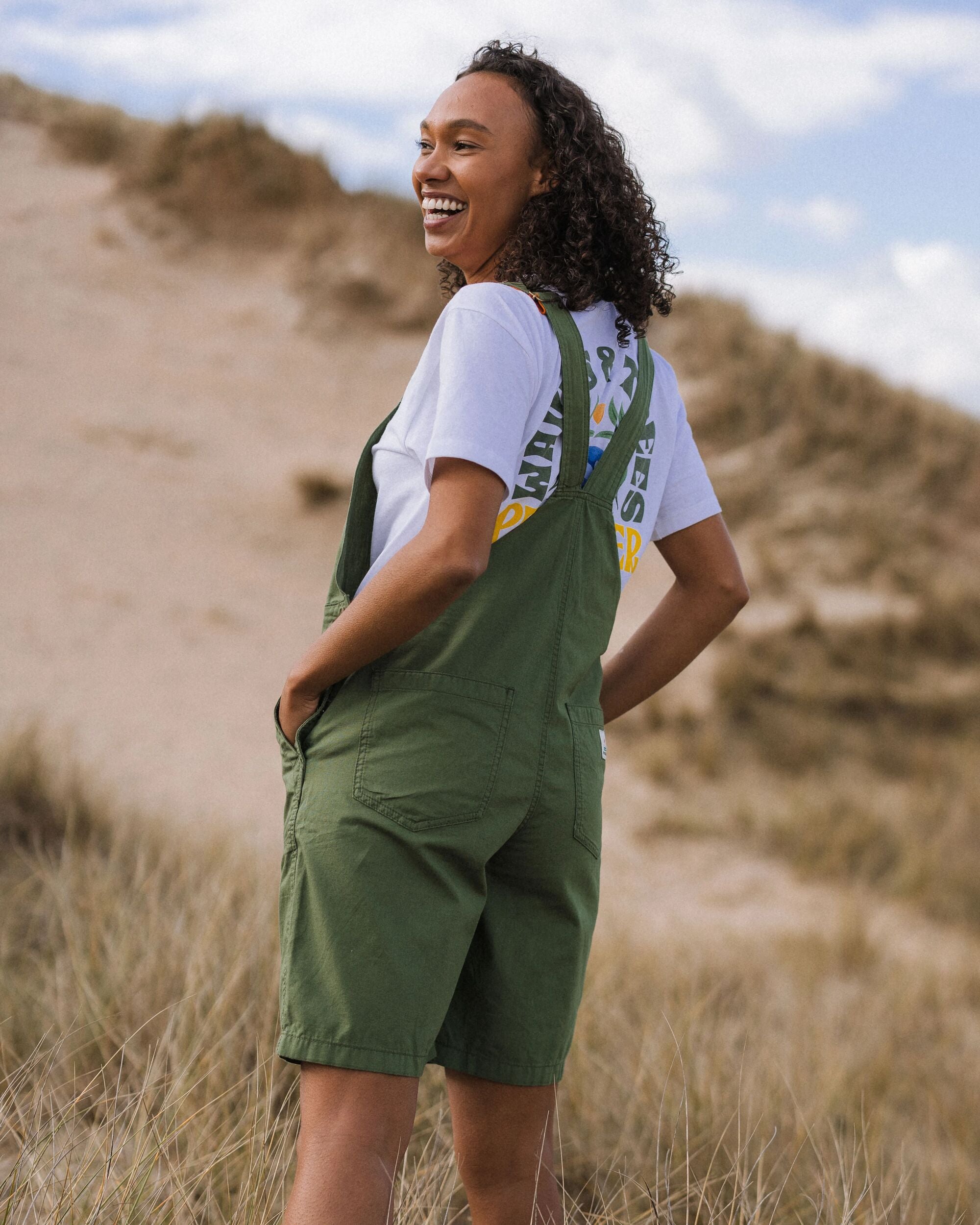 Shuffle Light Short Dungarees - Wild Green - Lifestyle