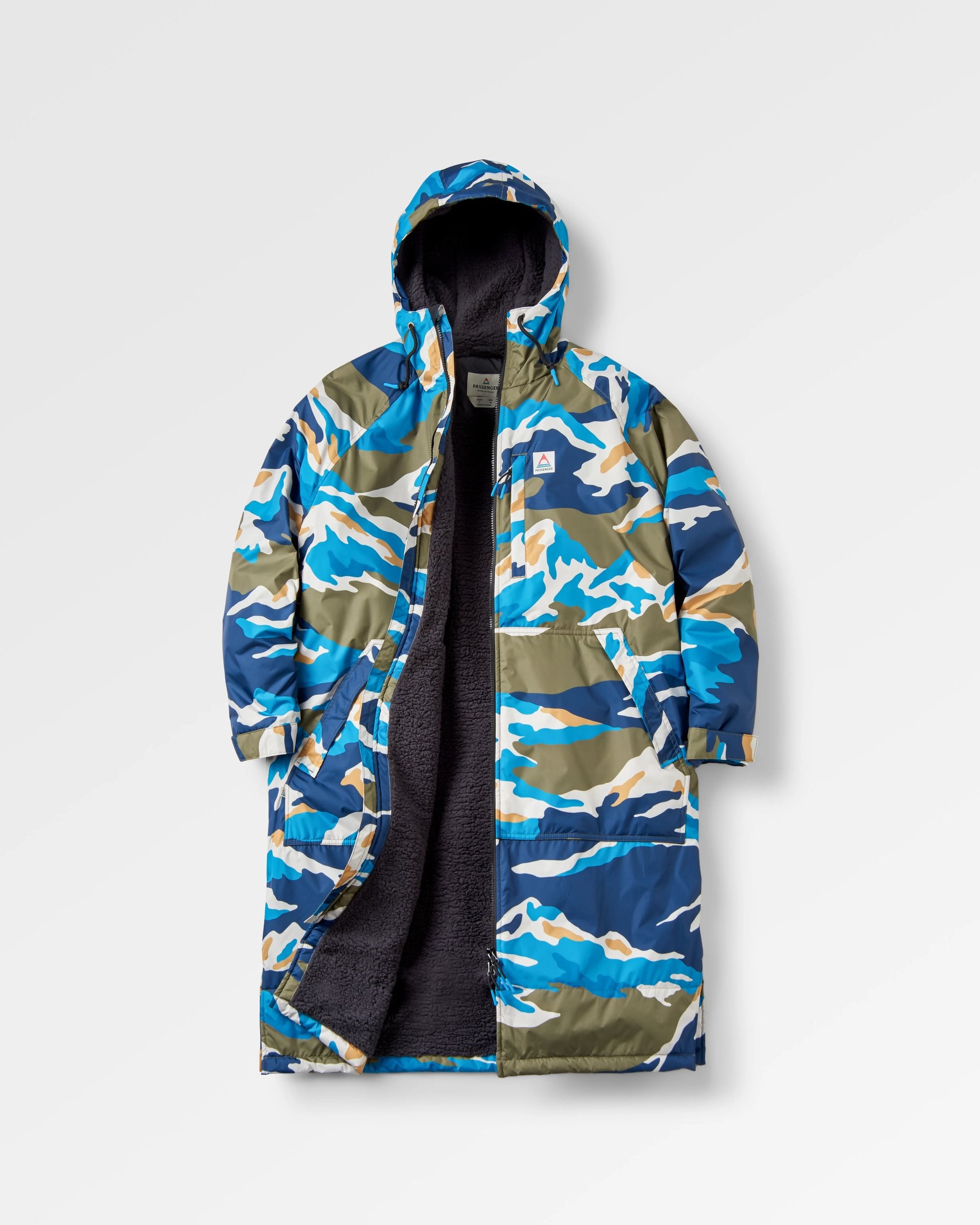 Waves Recycled Sherpa Lined Changing Robe - Mount Scenic Khaki - Flatlay