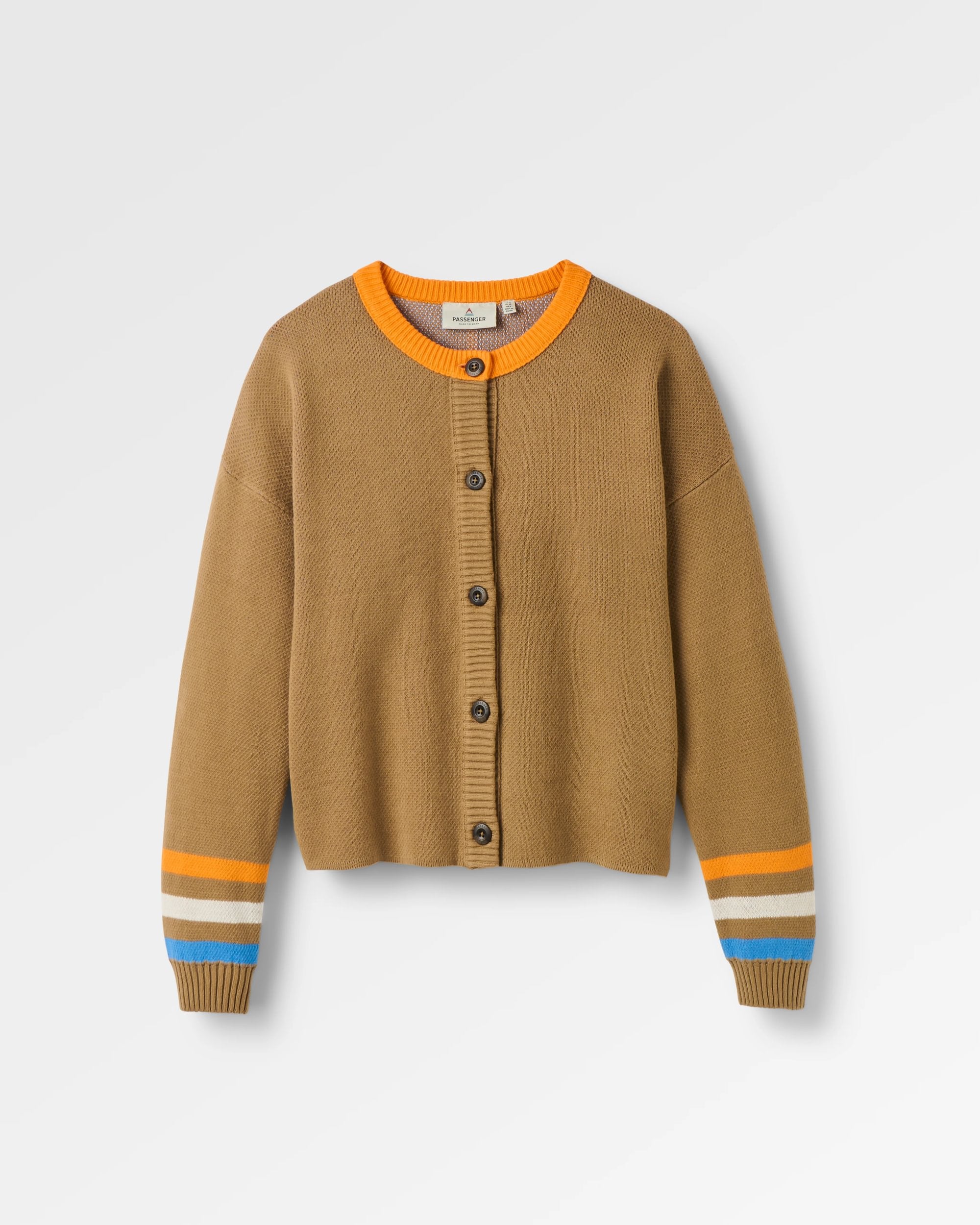 Dawner Knitted Cardigan - Caramel Brown - Flatlay