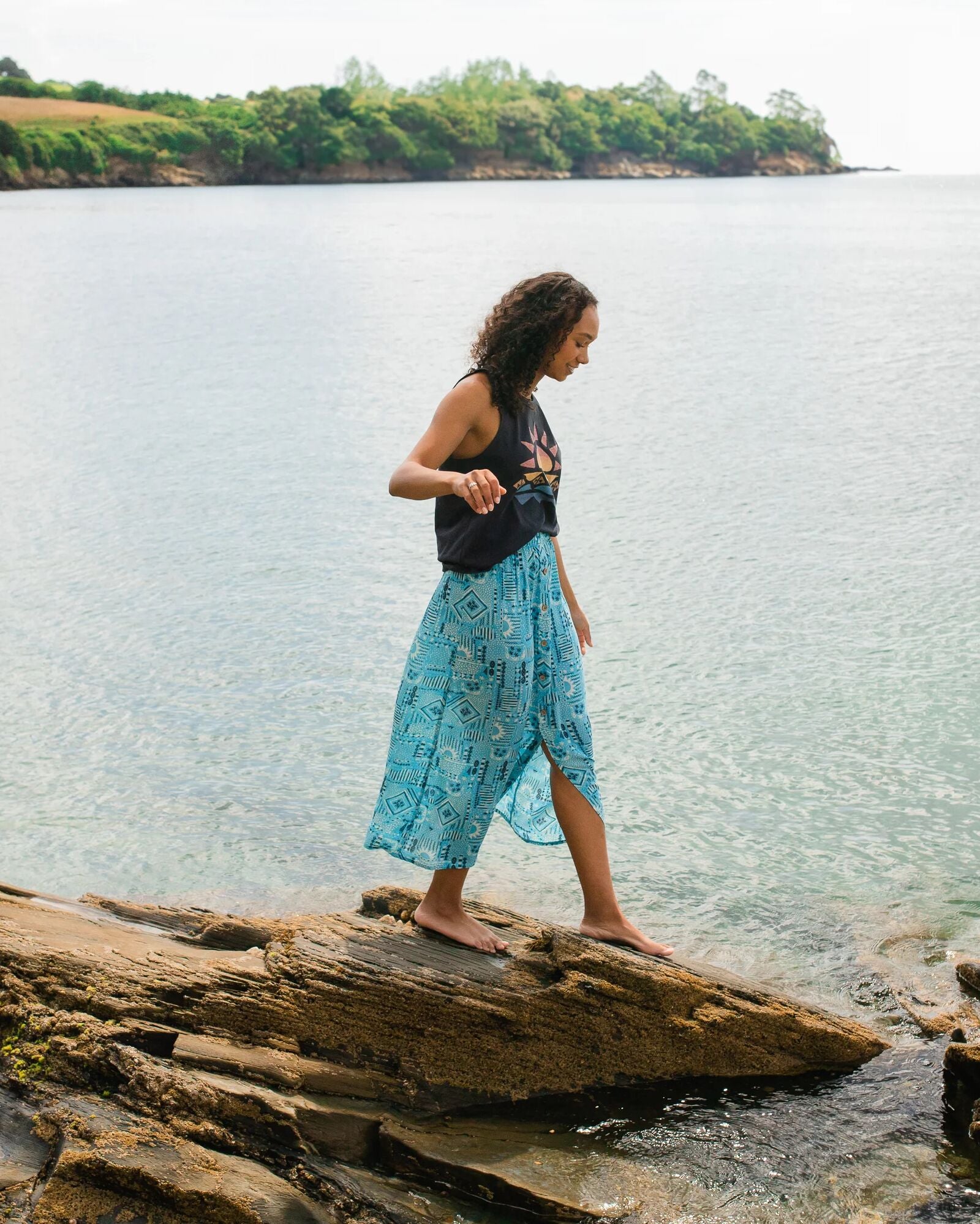 Hannah Skirt - Vintage Patchwork Blue Pool - Lifestyle