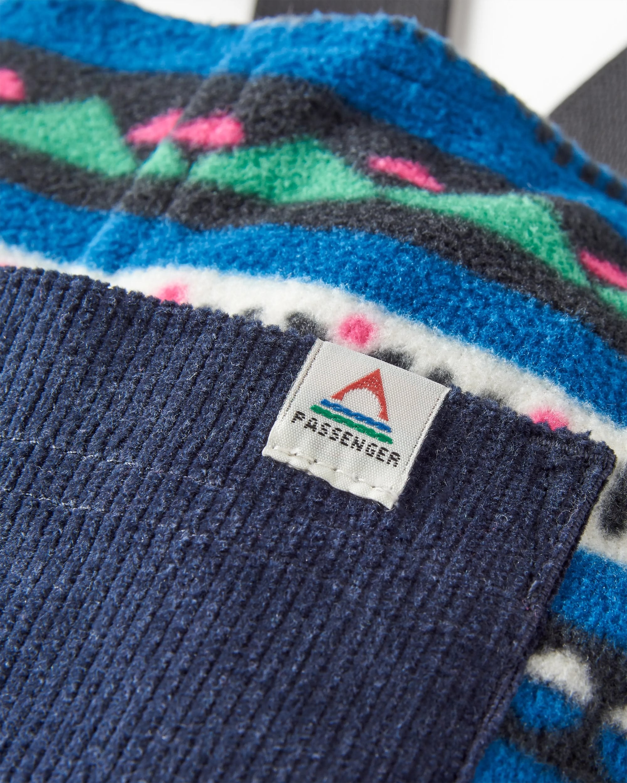 Ace Recycled Polar Fleece Dungarees - Mountain Geo Tidal Blue - Flatlay