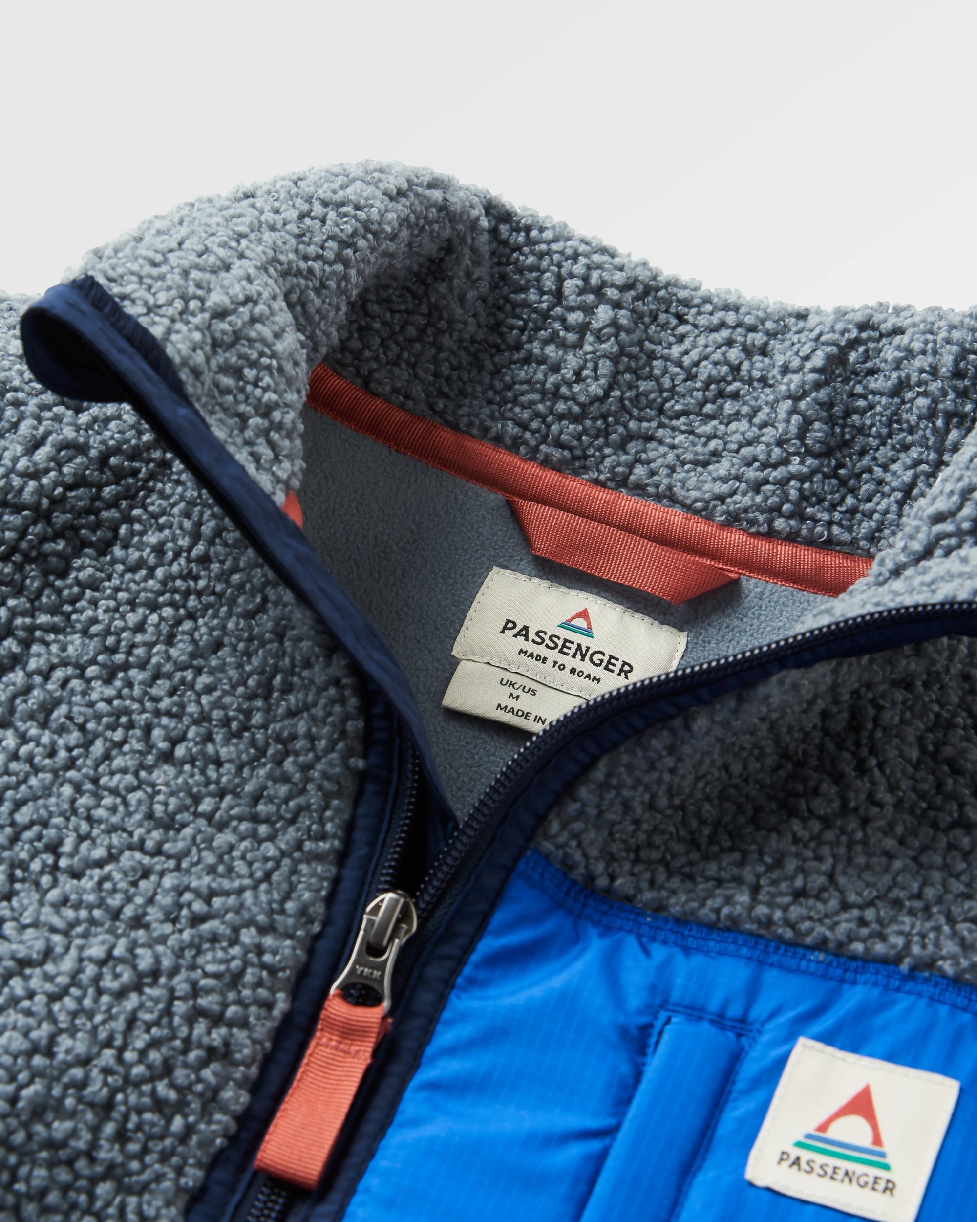 Born Explorer Recycled Polar-Lined Sherpa Fleece - Rich Navy/Storm Grey  - Flatlay