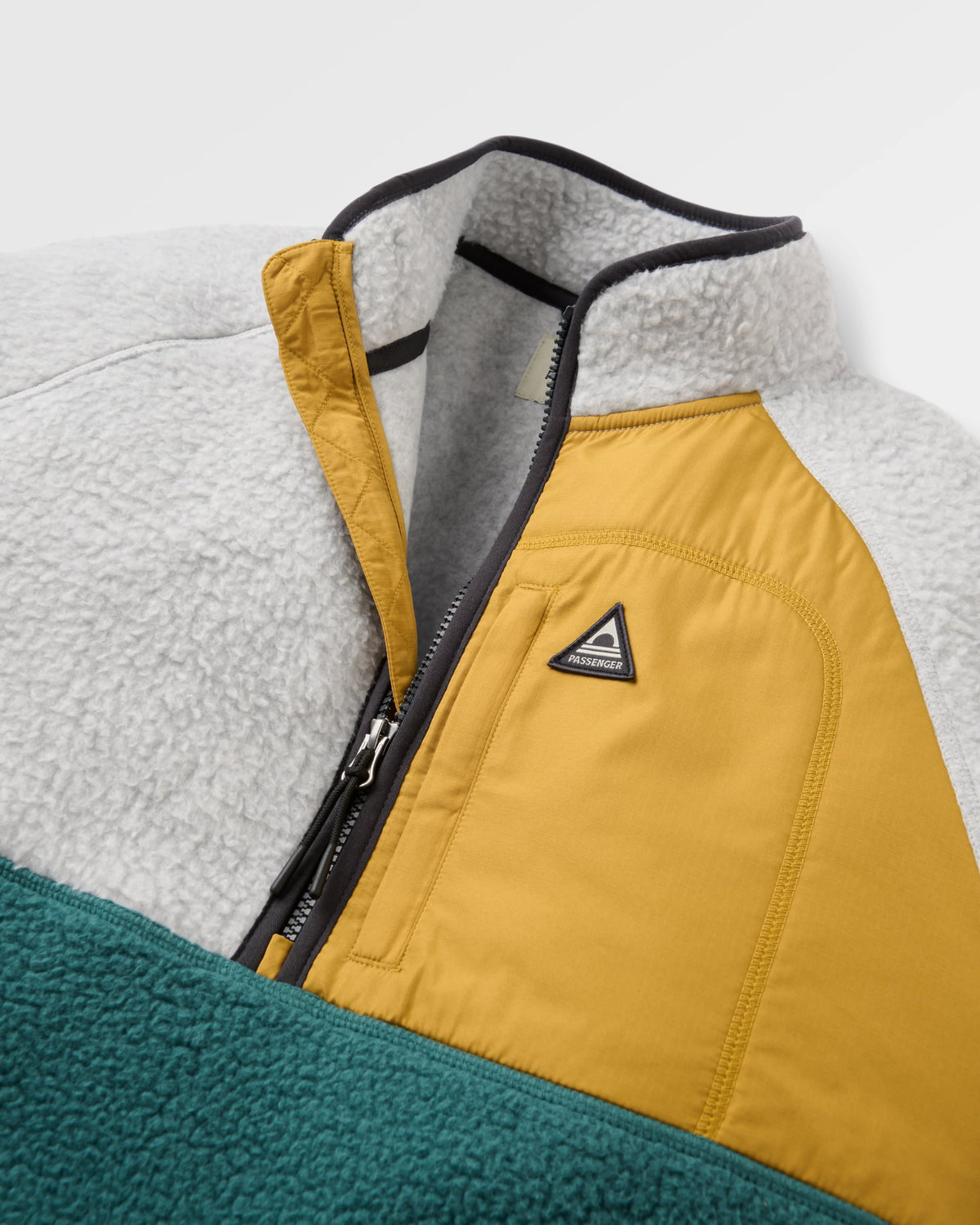 Offgrid 1/2 Zip Sherpa Fleece - Grey Marl/Deep Ocean - Flatlay