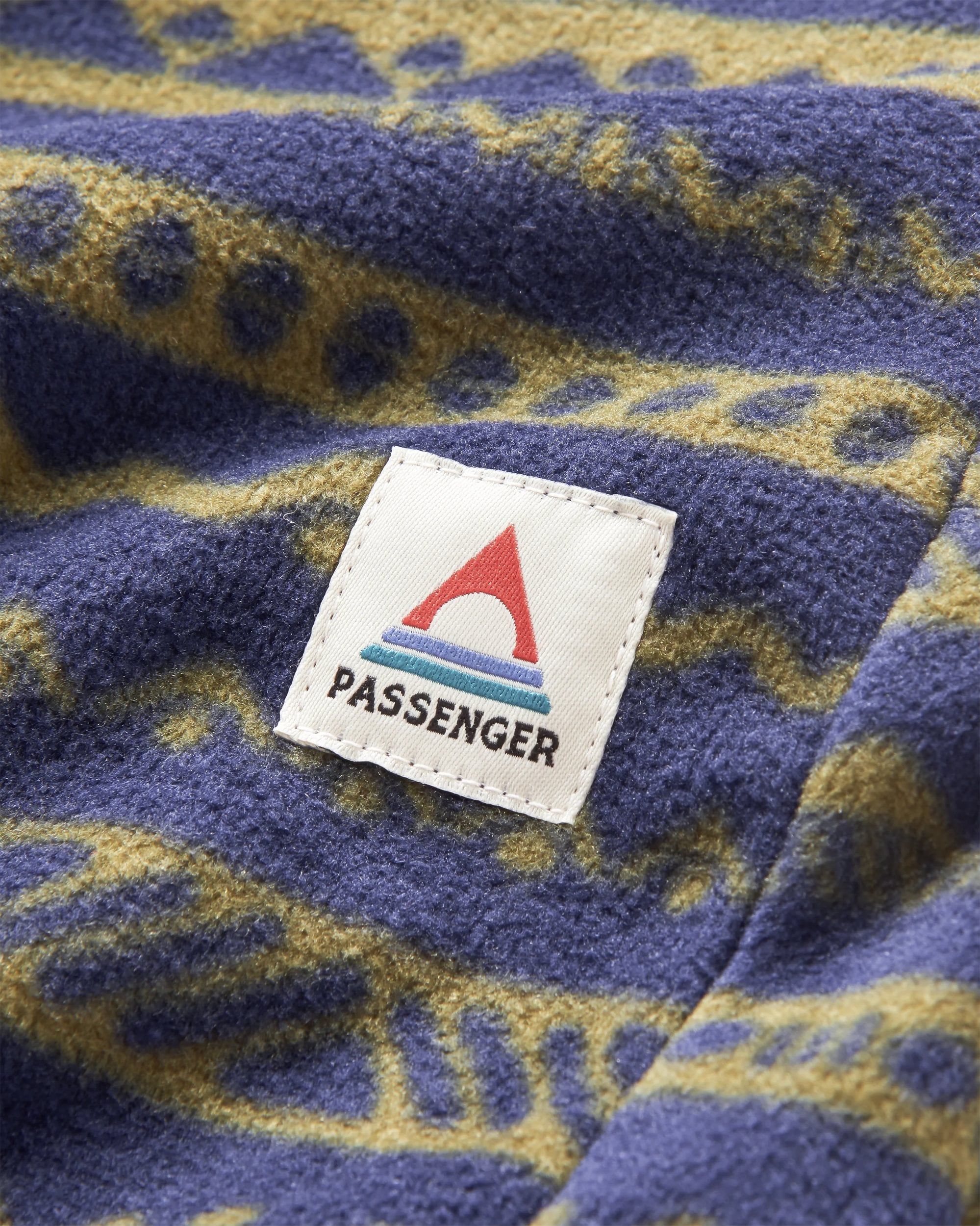 Set Off Recycled Polar Fleece Jogger - Mountain Geo Khaki/Rich Navy - Flatlay