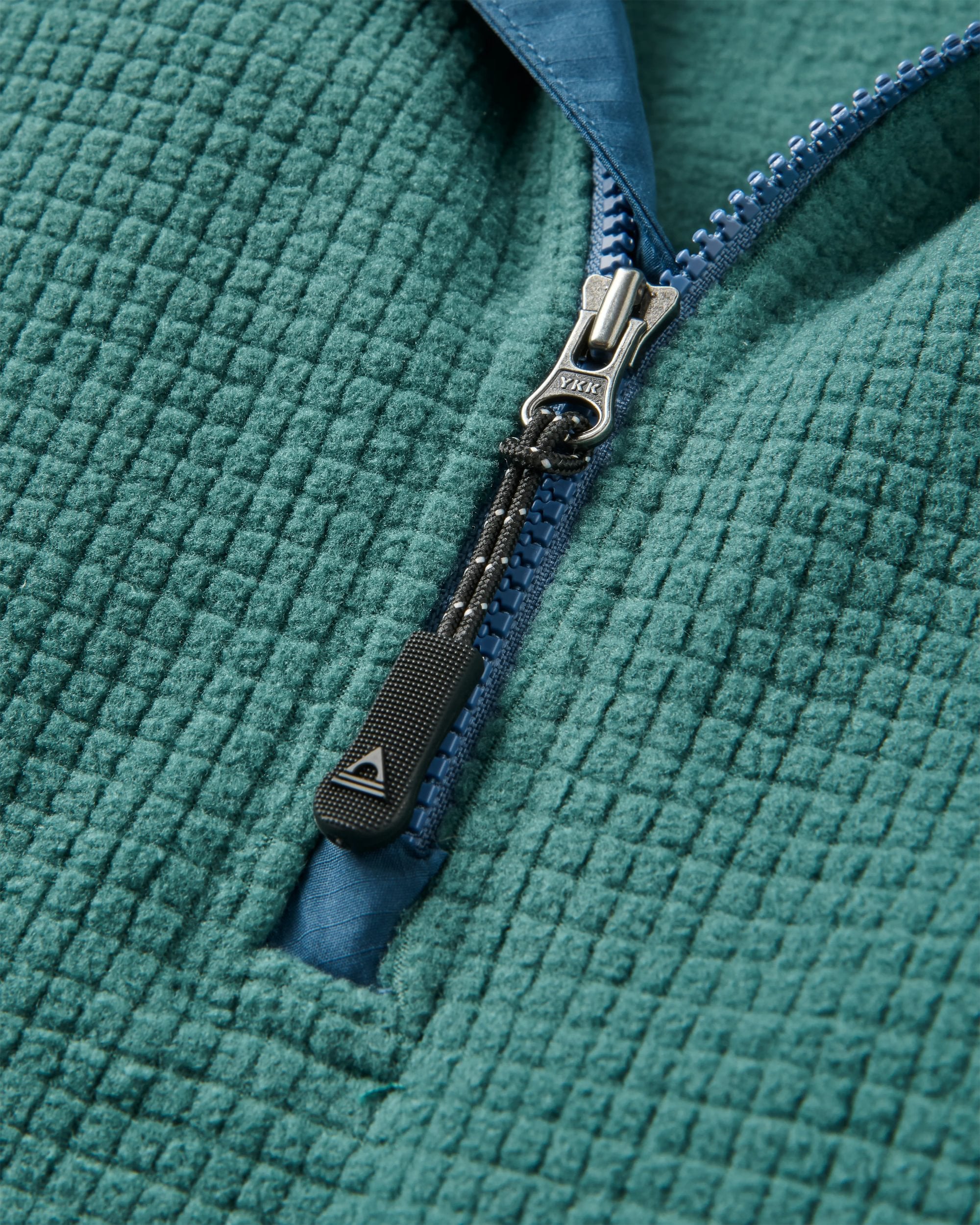 Forestscape Recycled Grid Fleece Hoodie - Deep Ocean - Flatlay