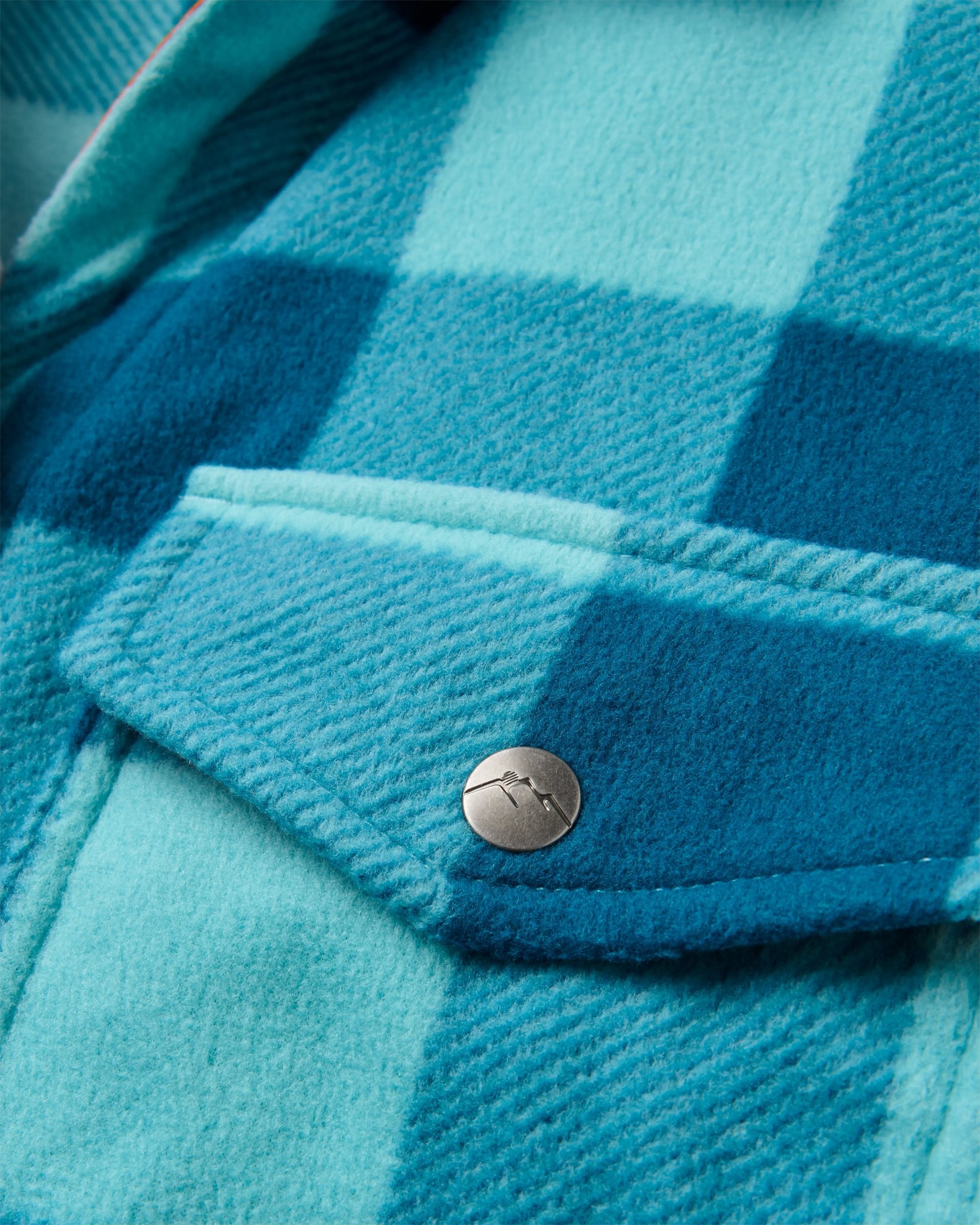 East Recycled Polar Fleece Shirt - Retro Blue Check  - Flatlay