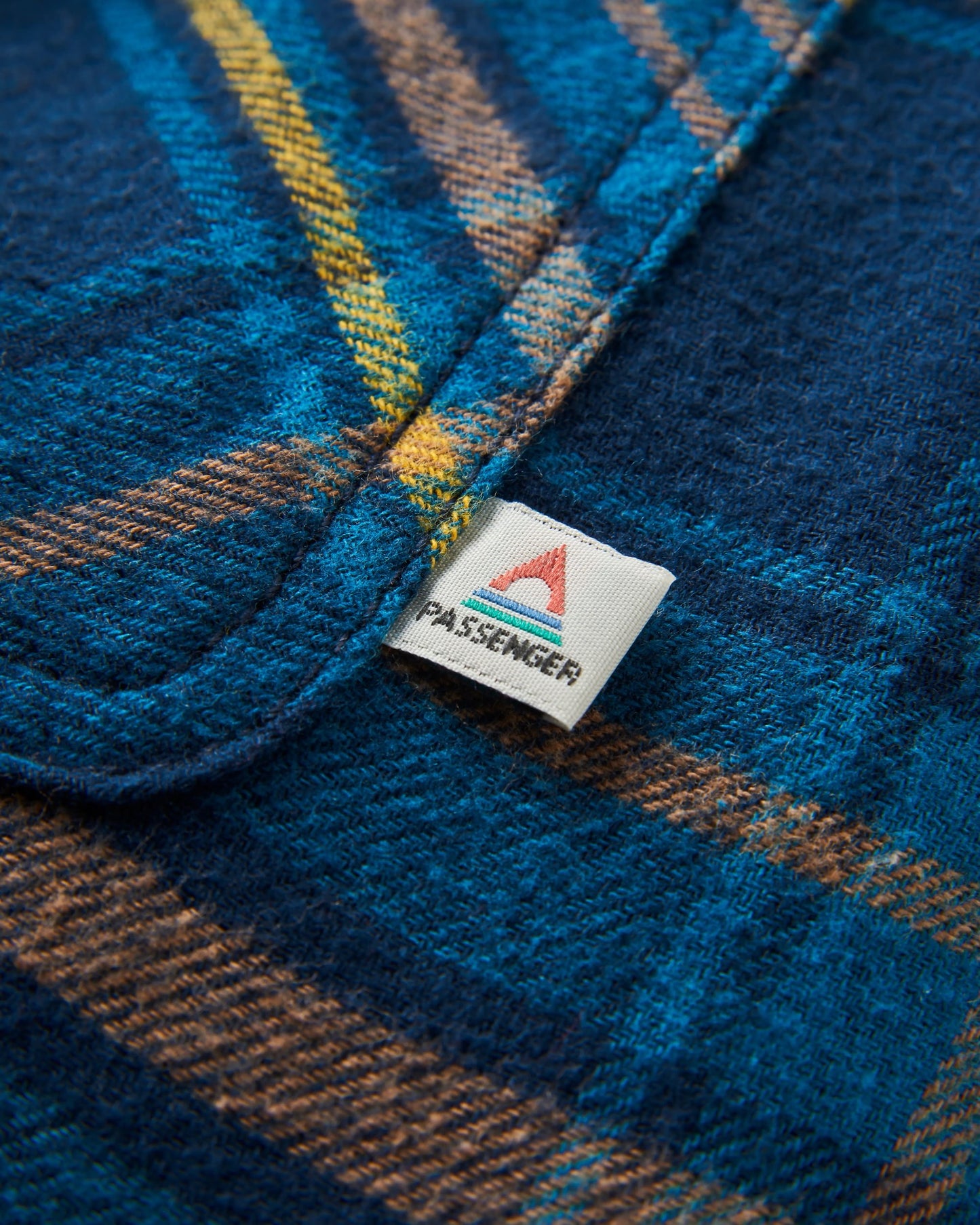Falcon Organic Cotton Jacket - Tidal Blue Check - Flatlay