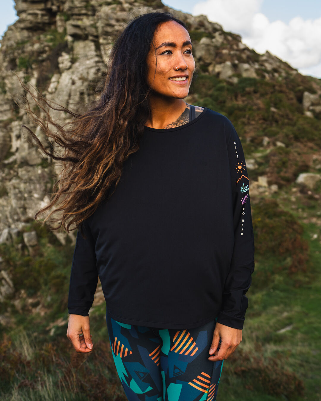 Hatha Recycled Active Top - Black - Lifestyle