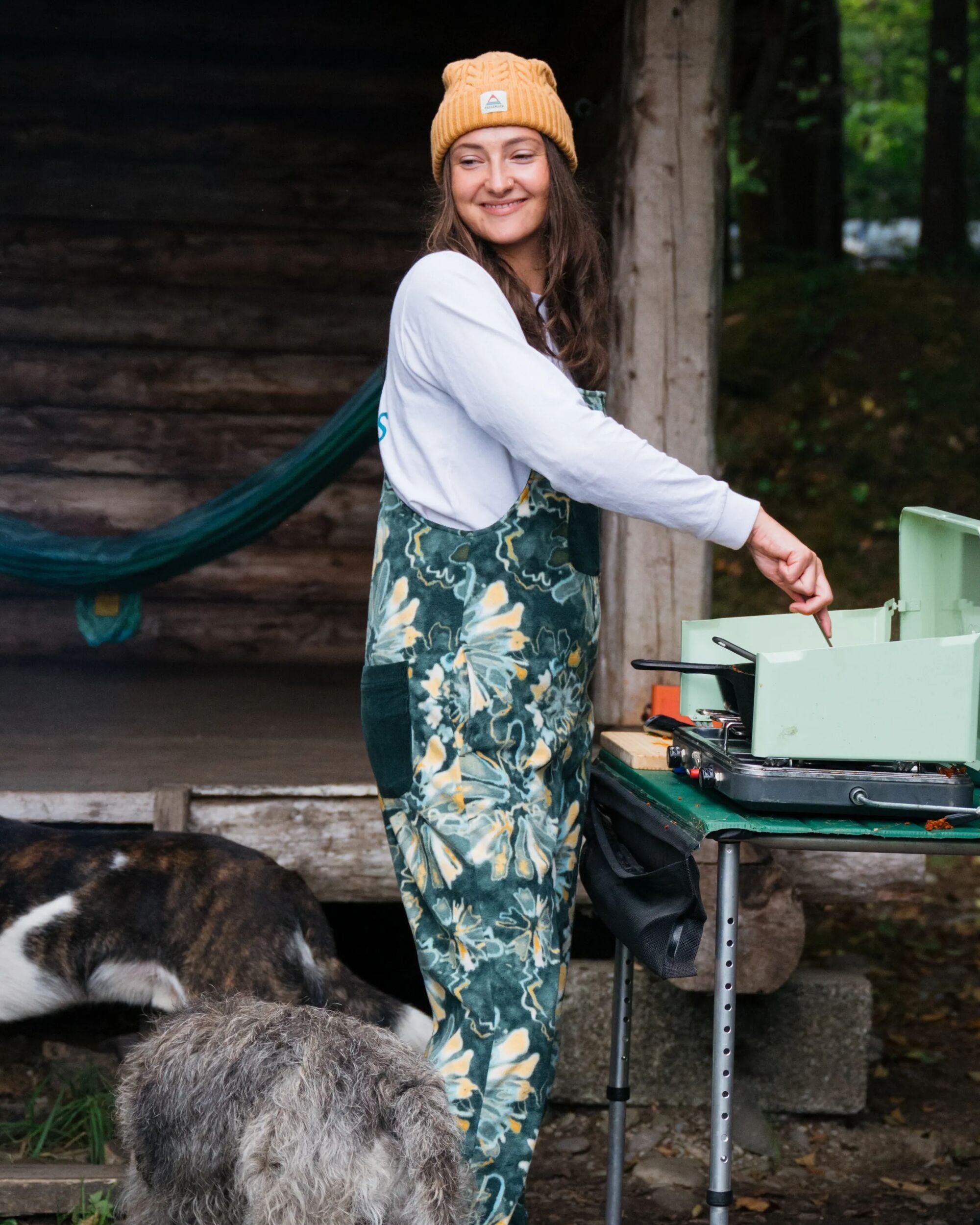 Ace Recycled Polar Fleece Dungarees - Frost Dark Fern - Lifestyle