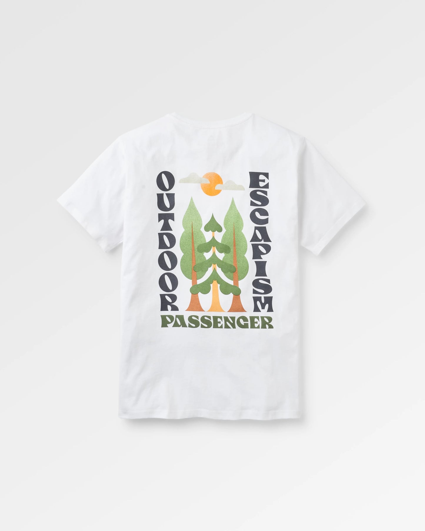 Tall Pines Men's Recycled Cotton T-shirt - White - Flatlay