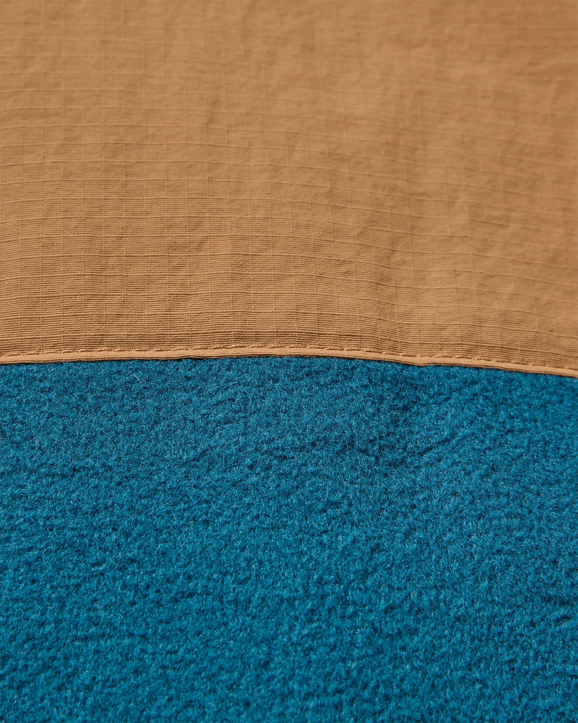 Woodland Hoodless 1/2 Zip Recycled Polartec® Fleece - Espresso/Tidal Blue - Flatlay