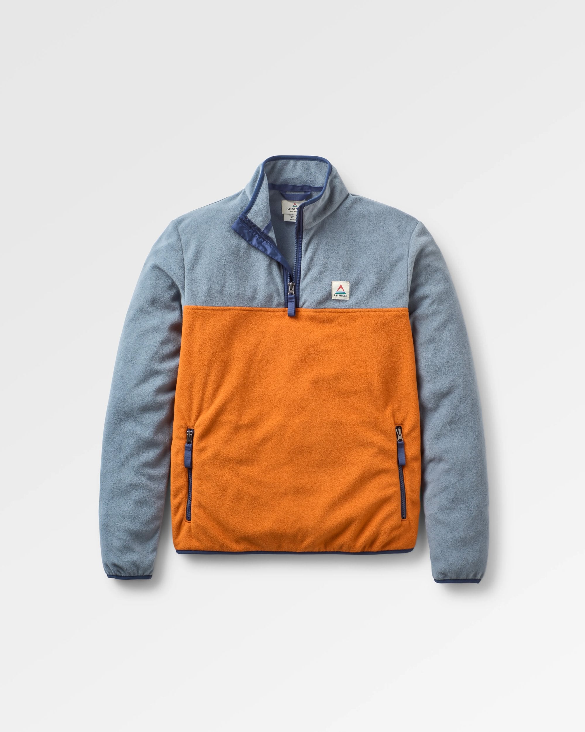 Set Off Recycled Polar Fleece - Sunset Orange/Storm Grey - Flatlay