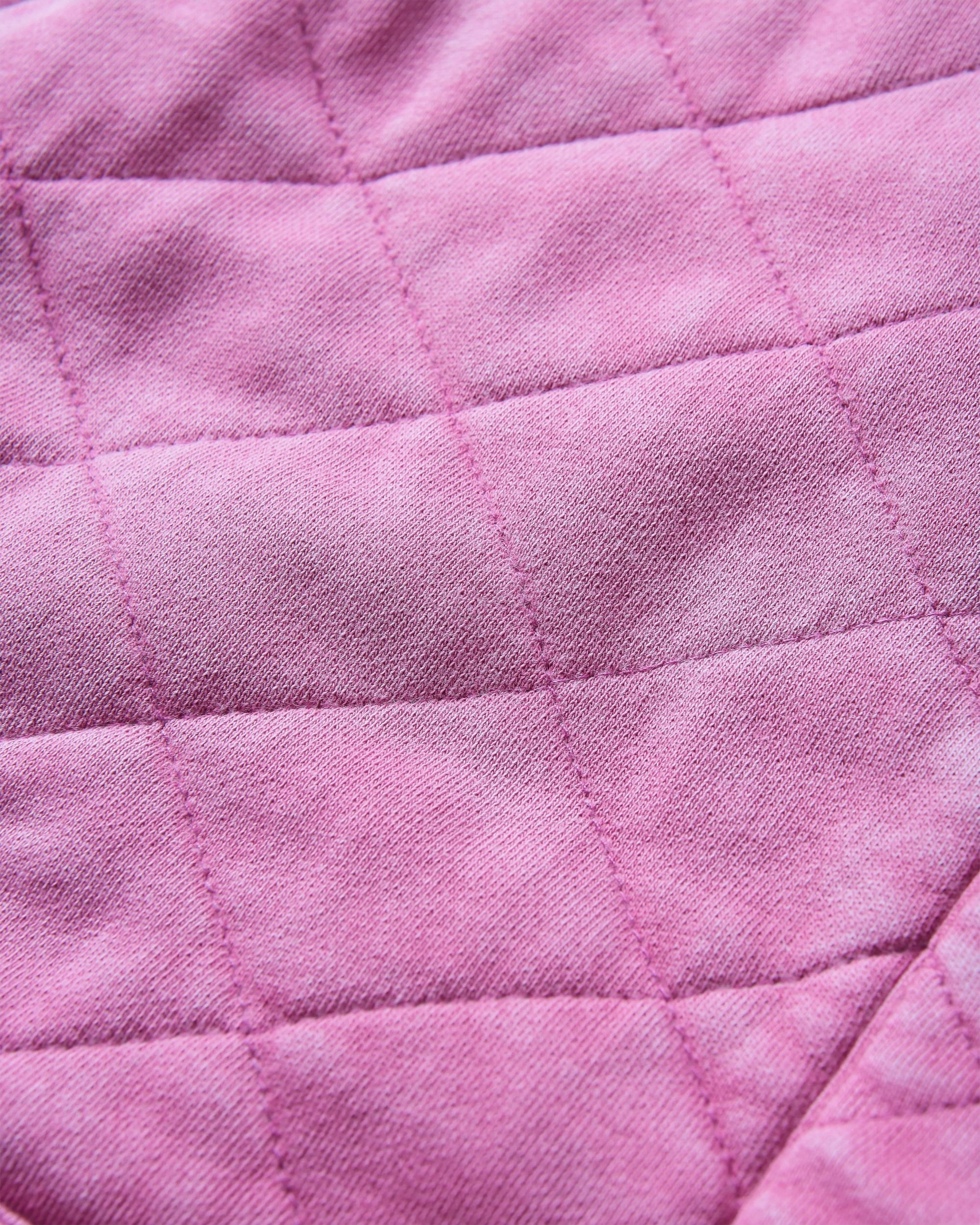 Clementine Recycled Quilted Popper Up Hoodie - Mauve Haze - Flatlay